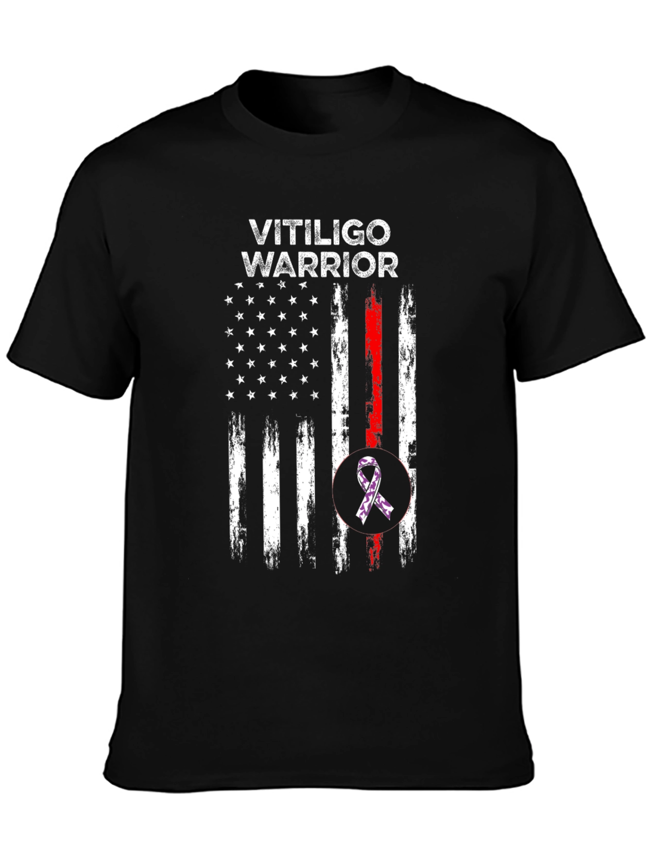 Vitiligo Warrior American Flag T-Shirt