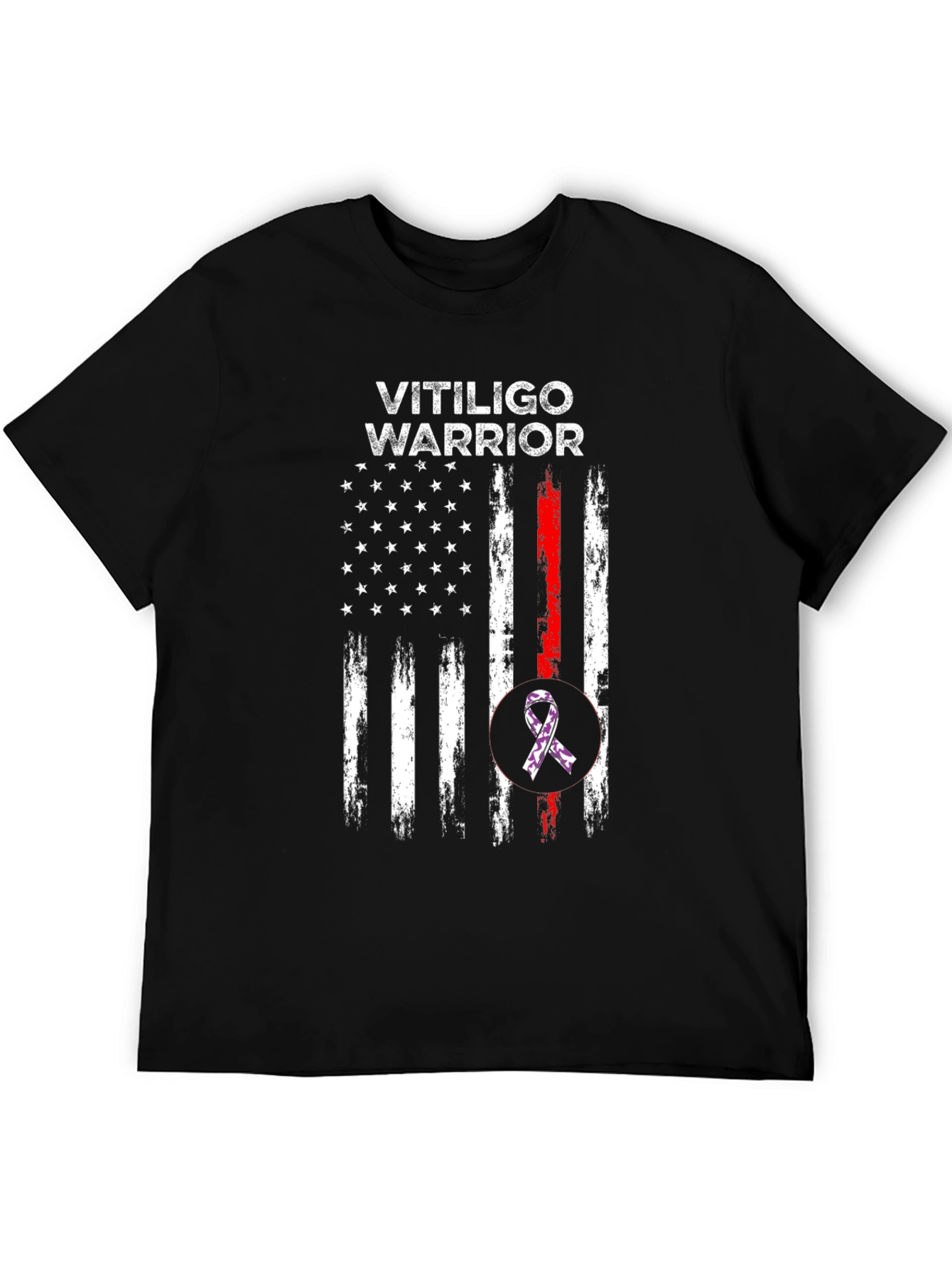 Vitiligo Warrior American Flag T-Shirt