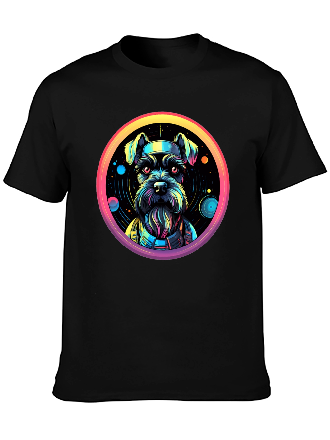 Dog in Space Black T-Shirt