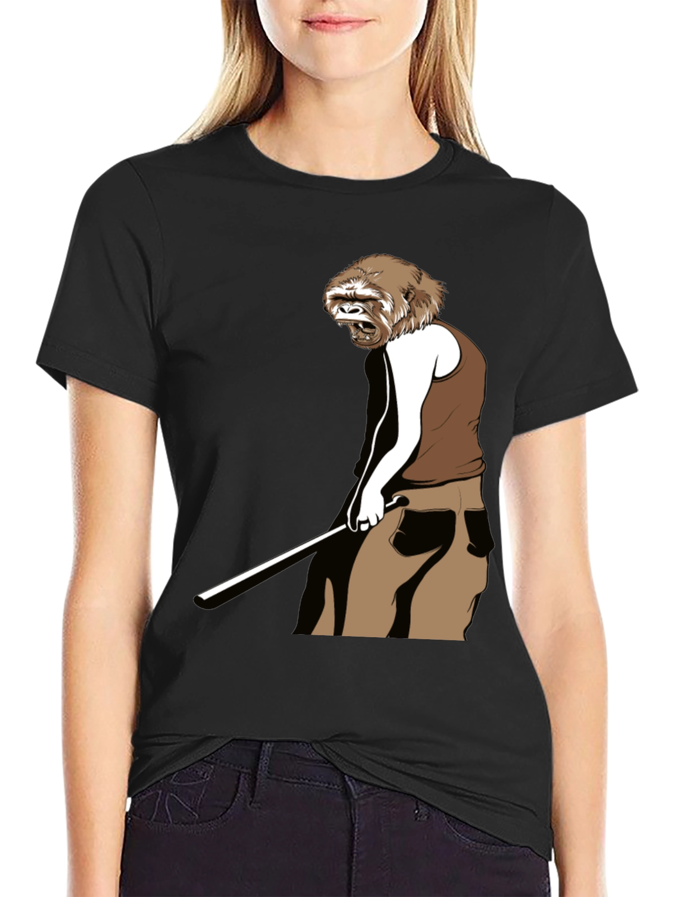 Novelty Gorilla Golfing Graphic T-Shirt