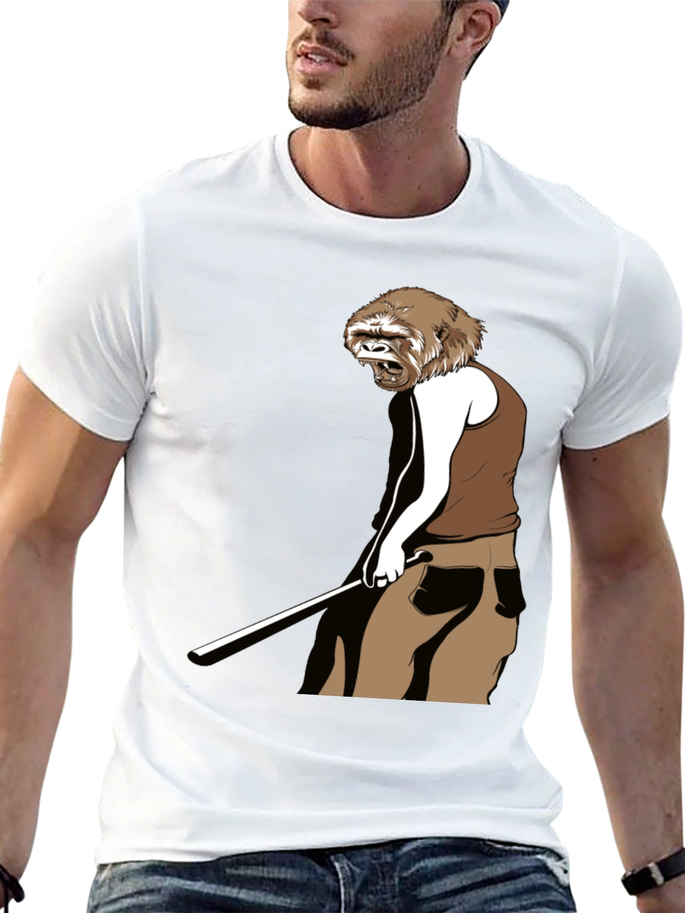 Novelty Gorilla Golfing Graphic T-Shirt