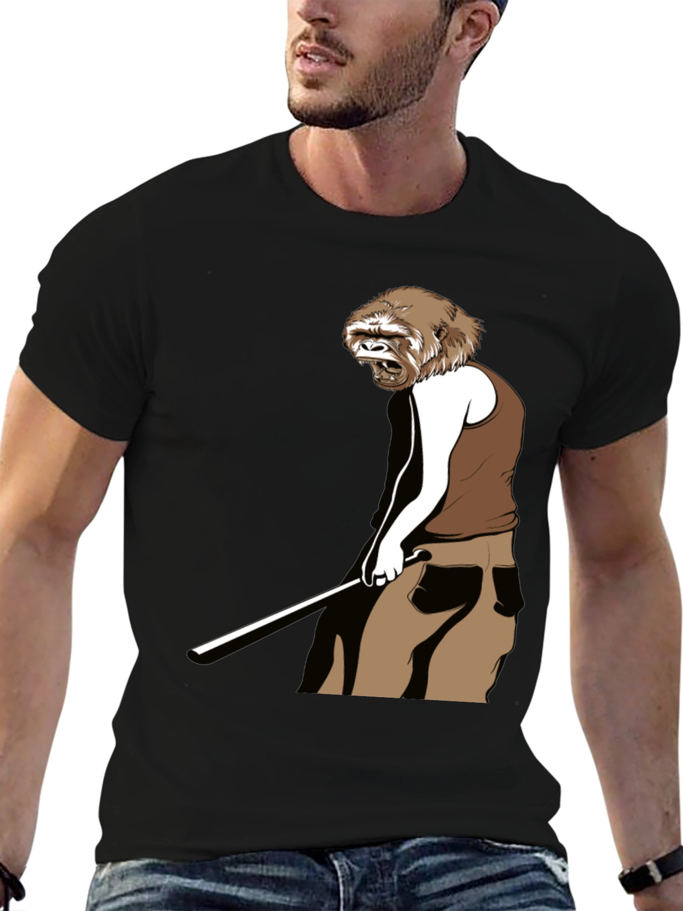 Novelty Gorilla Golfing Graphic T-Shirt
