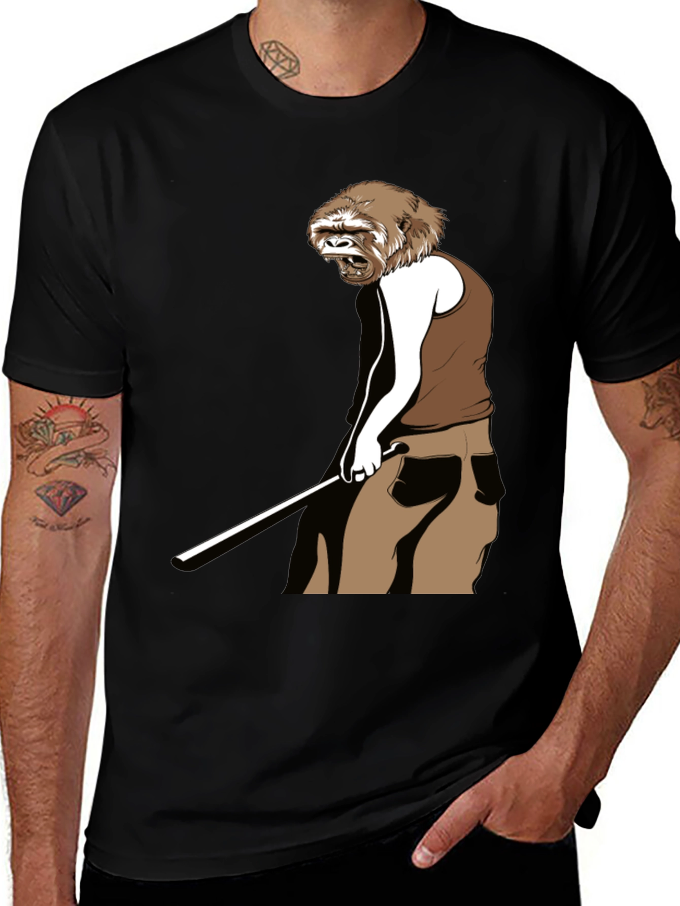 Novelty Gorilla Golfing Graphic T-Shirt