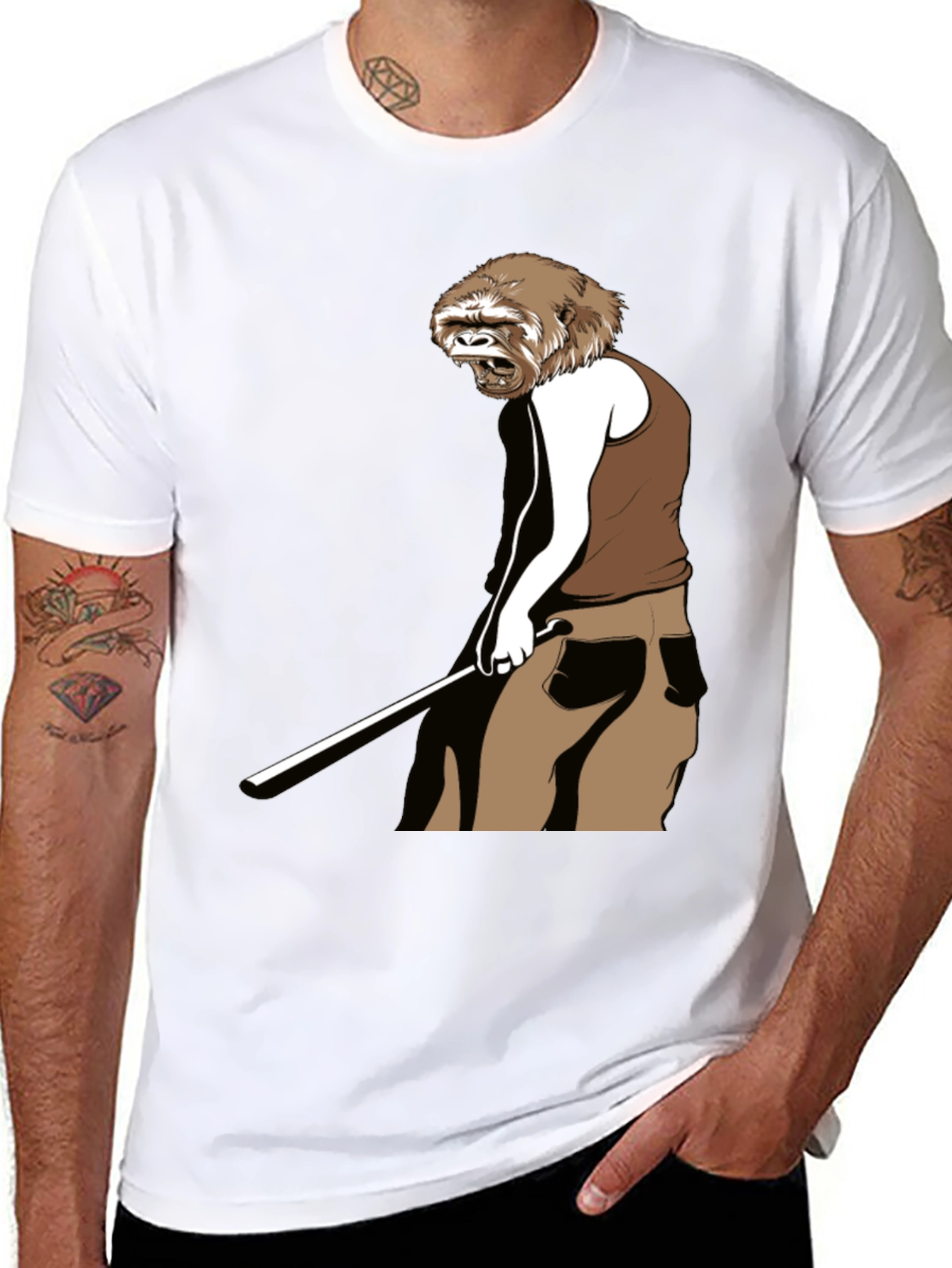 Novelty Gorilla Golfing Graphic T-Shirt