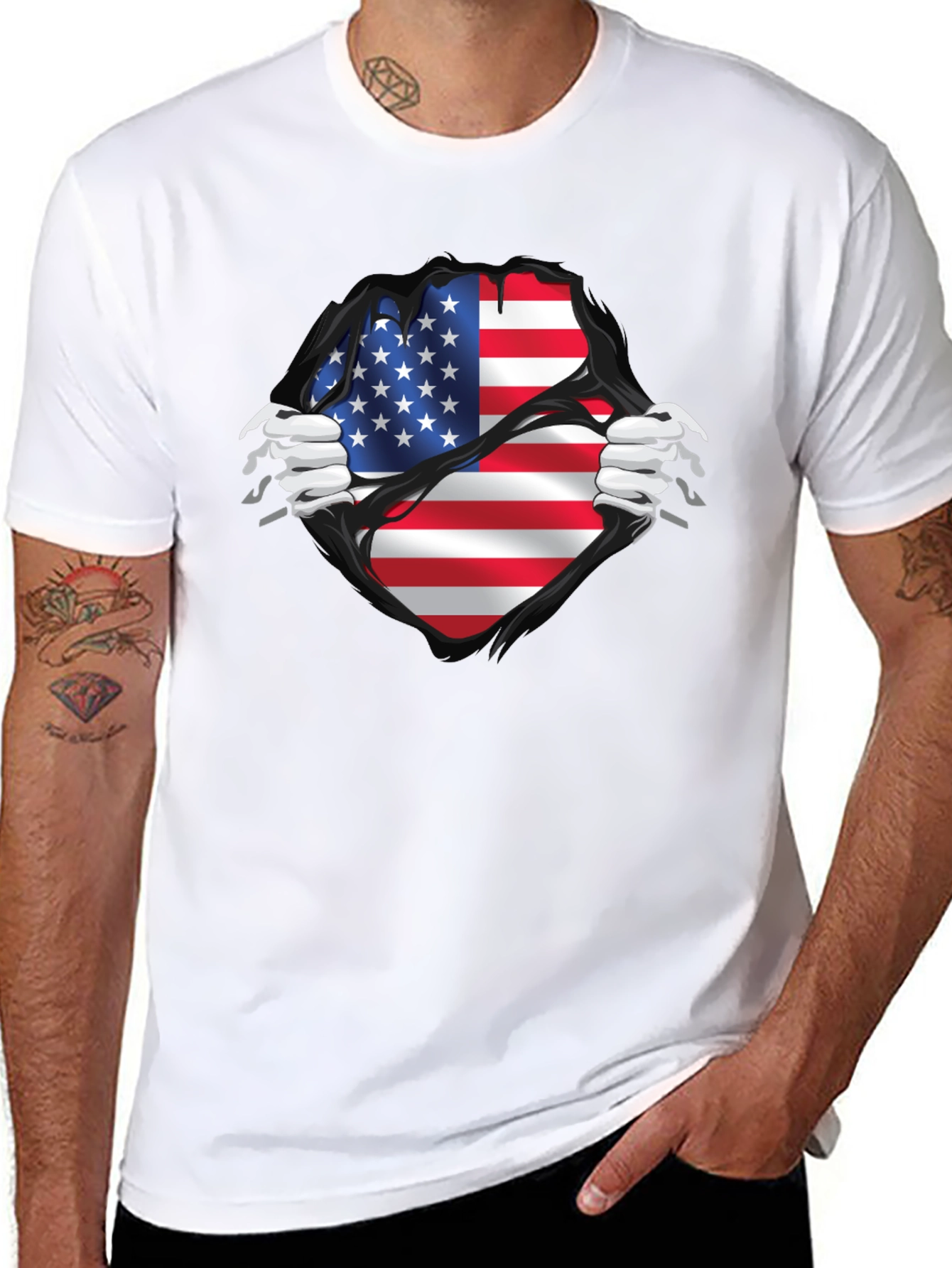 USA Flag Claw T-Shirt - Patriotic Graphic Tee