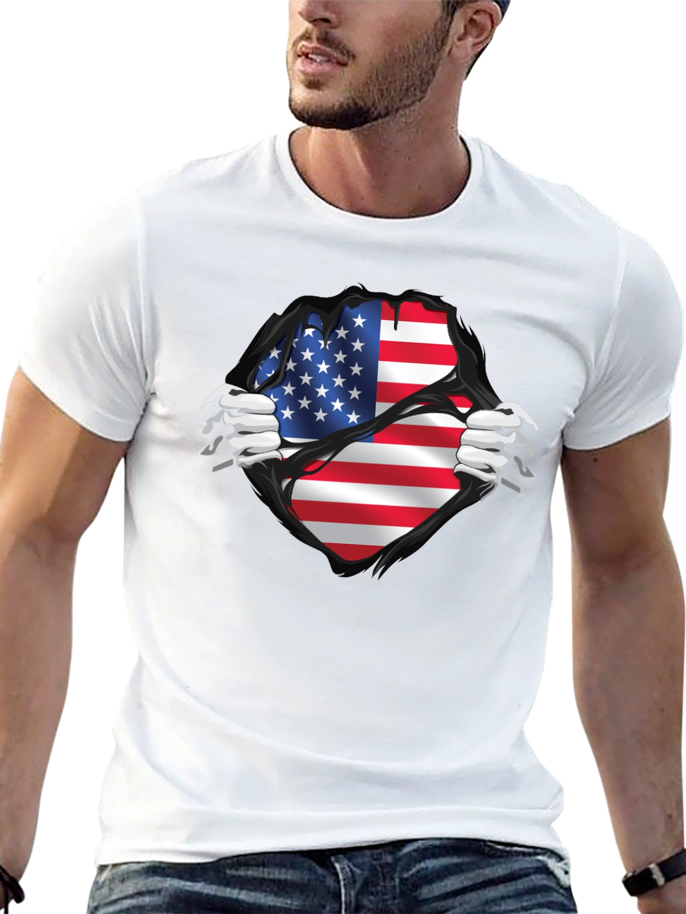 USA Flag Claw T-Shirt - Patriotic Graphic Tee