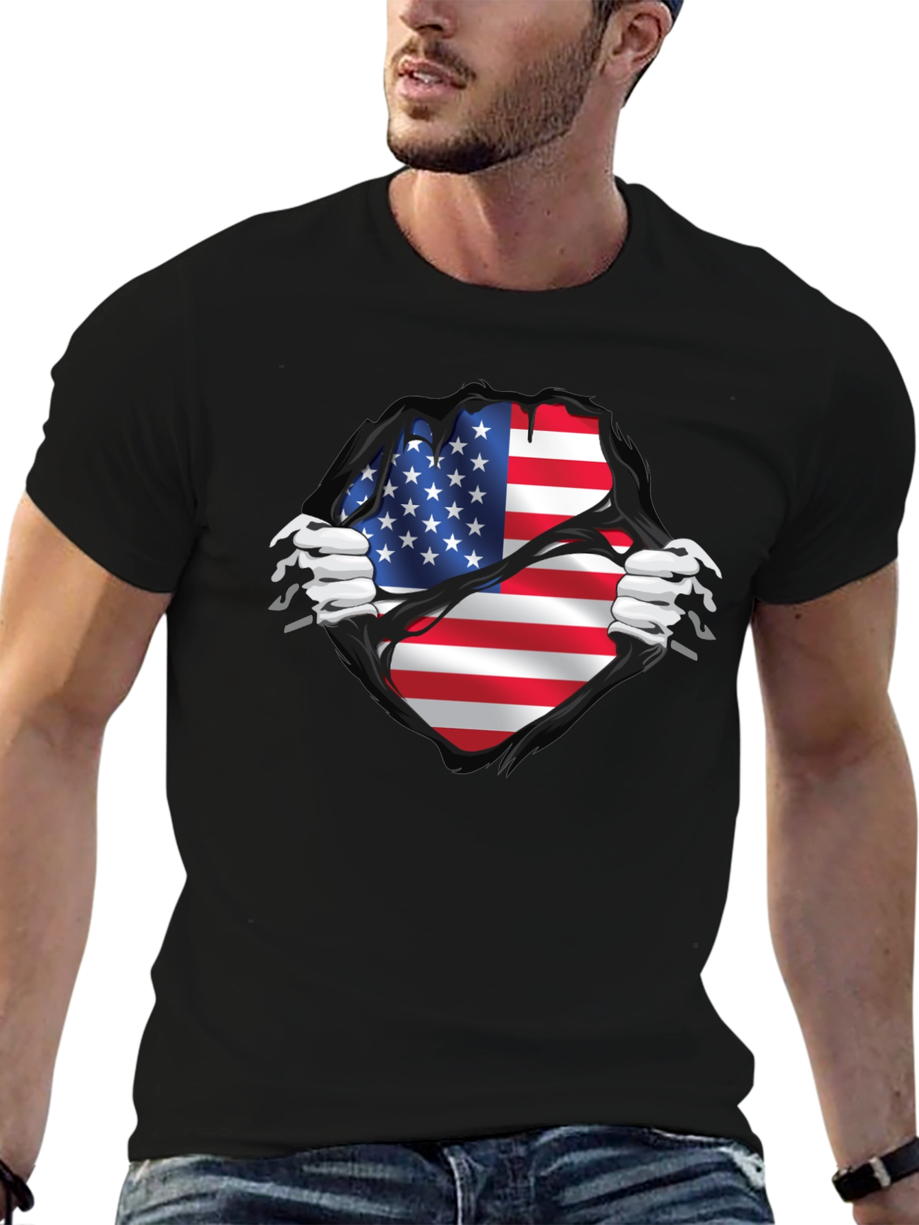 USA Flag Claw T-Shirt - Patriotic Graphic Tee