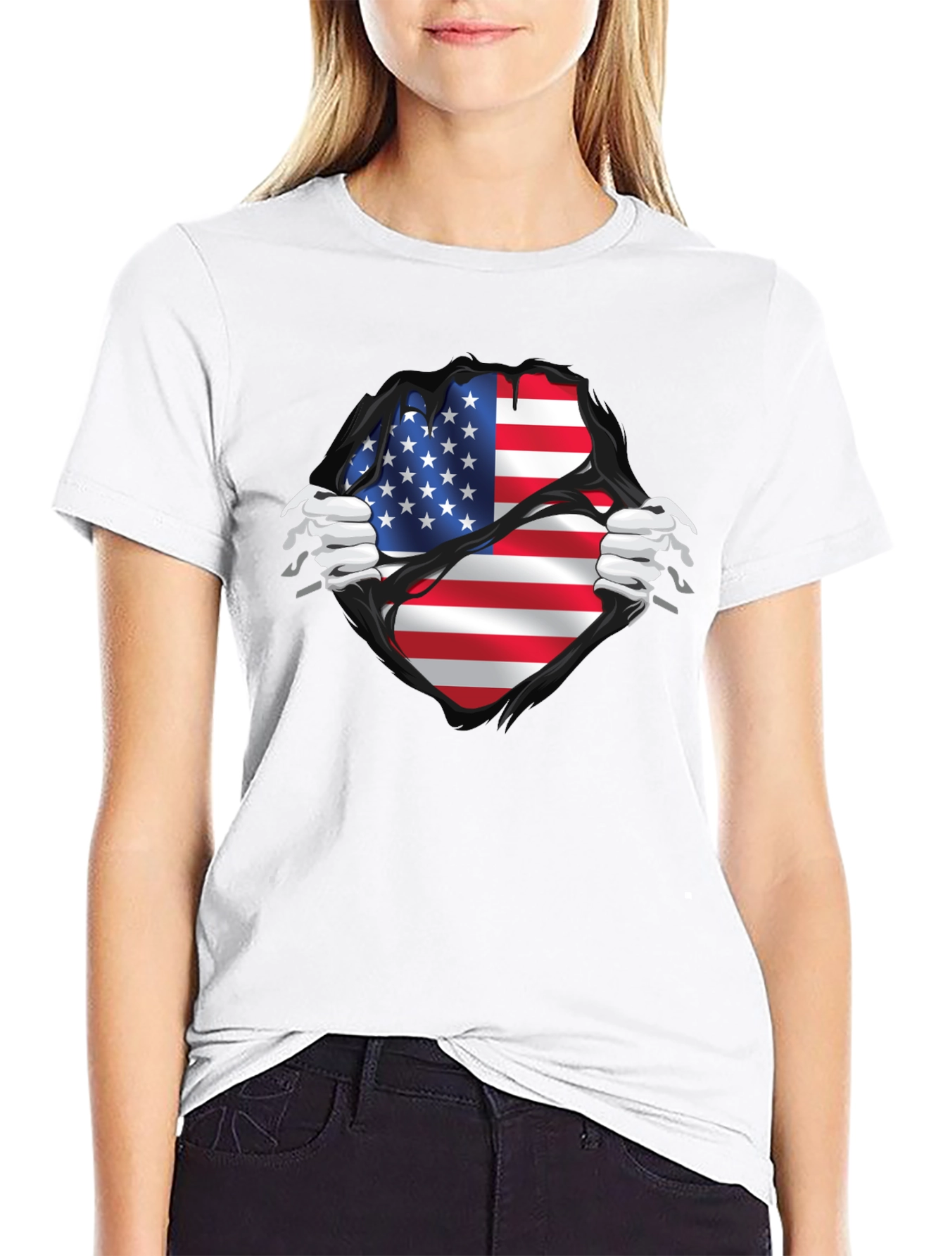 USA Flag Claw T-Shirt - Patriotic Graphic Tee