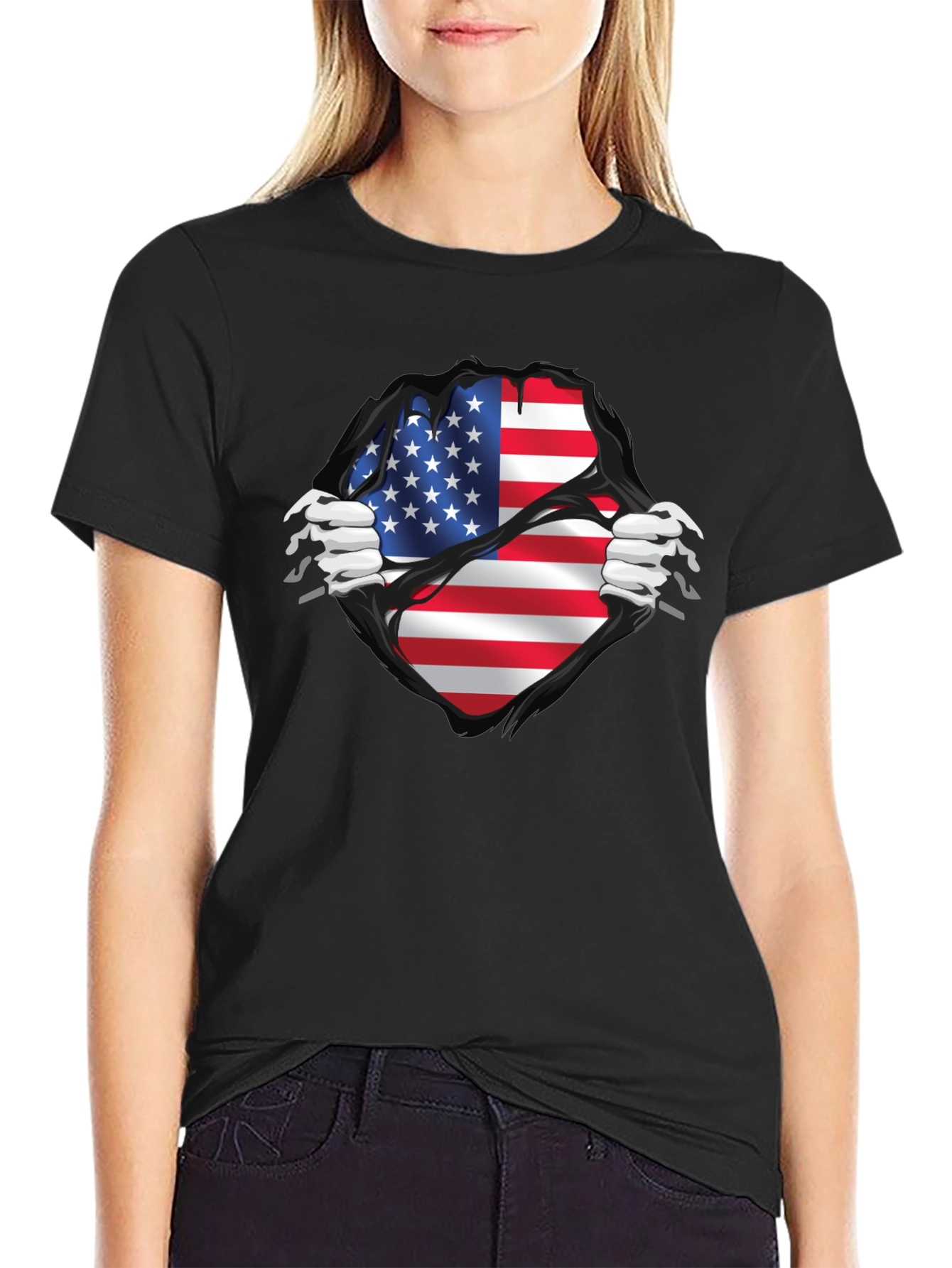 USA Flag Claw T-Shirt - Patriotic Graphic Tee
