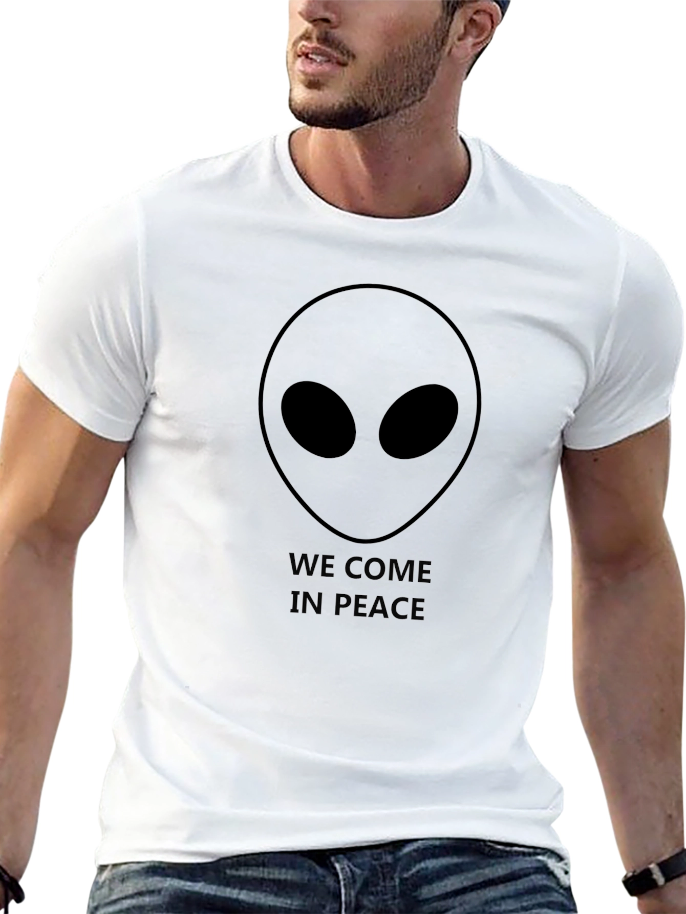 We Come In Peace Alien Graphic Black T-Shirt