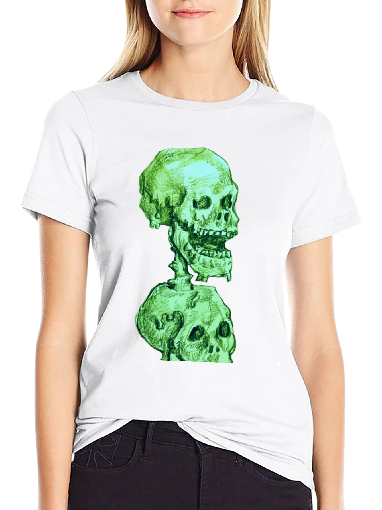 Green Skull Graphic T-Shirt