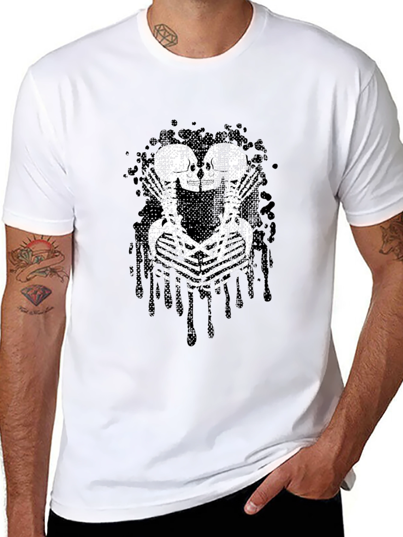 Skeleton Kiss Graphic Black T-Shirt