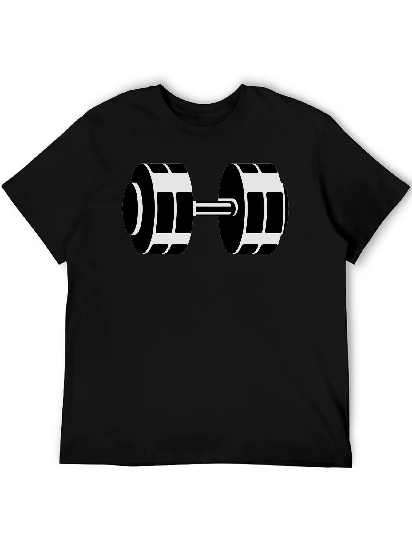 Black Dumbbell Graphic T-Shirt - Workout Ready!