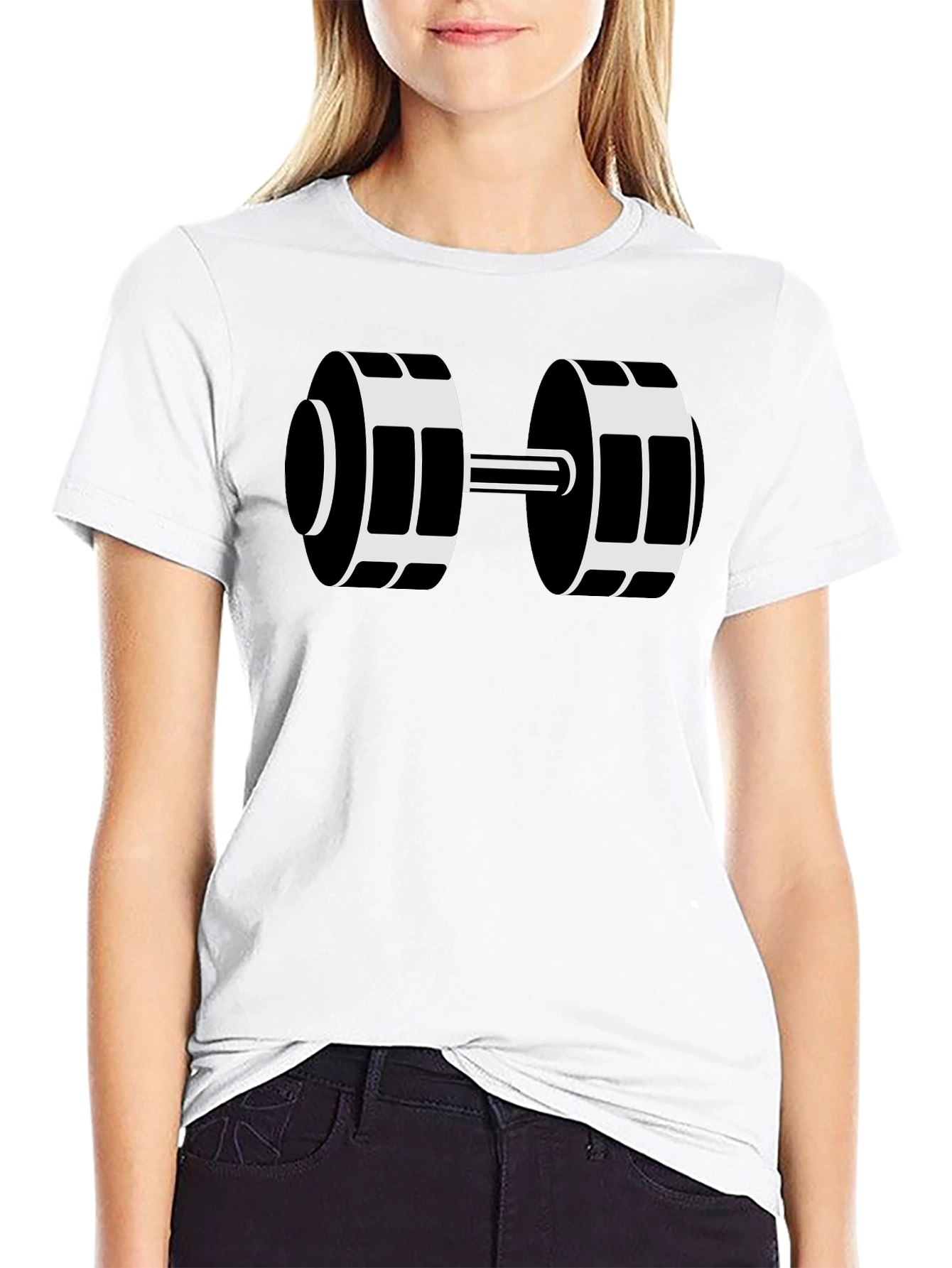 Black Dumbbell Graphic T-Shirt - Workout Ready!