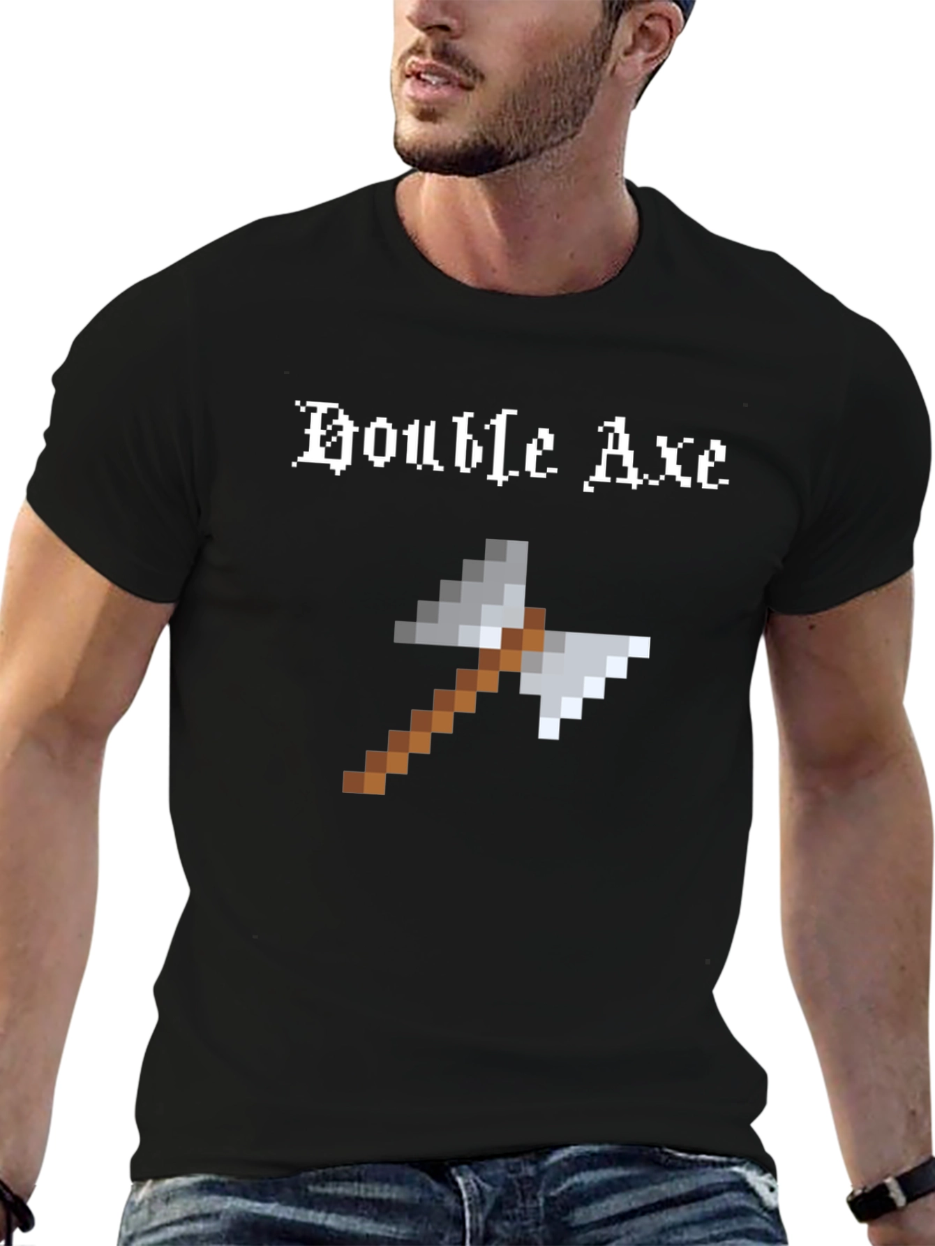 Pixel Double Axe Black T-Shirt - Gaming Retro Tee
