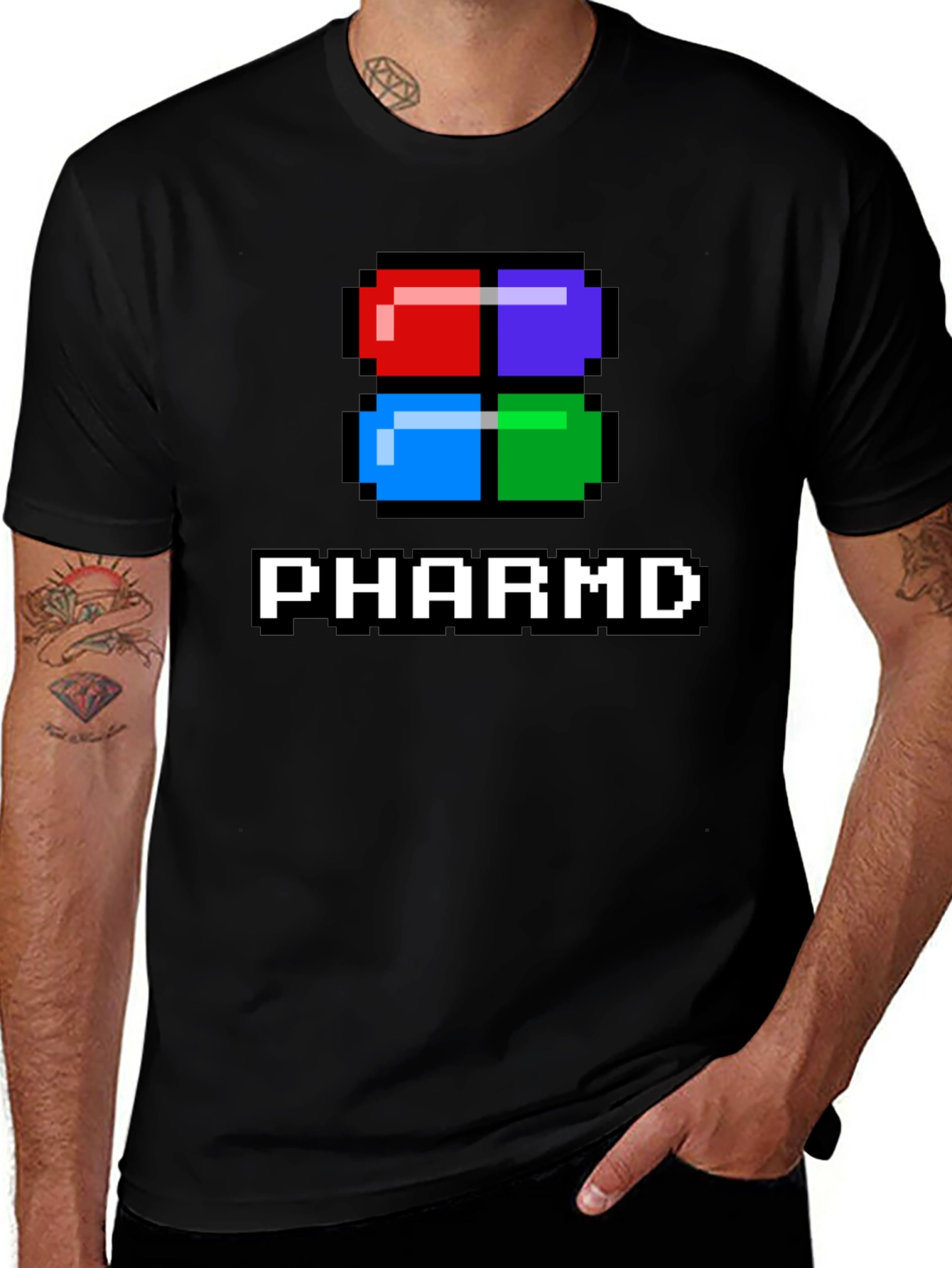 PharmD Pixel Pill Black T-Shirt