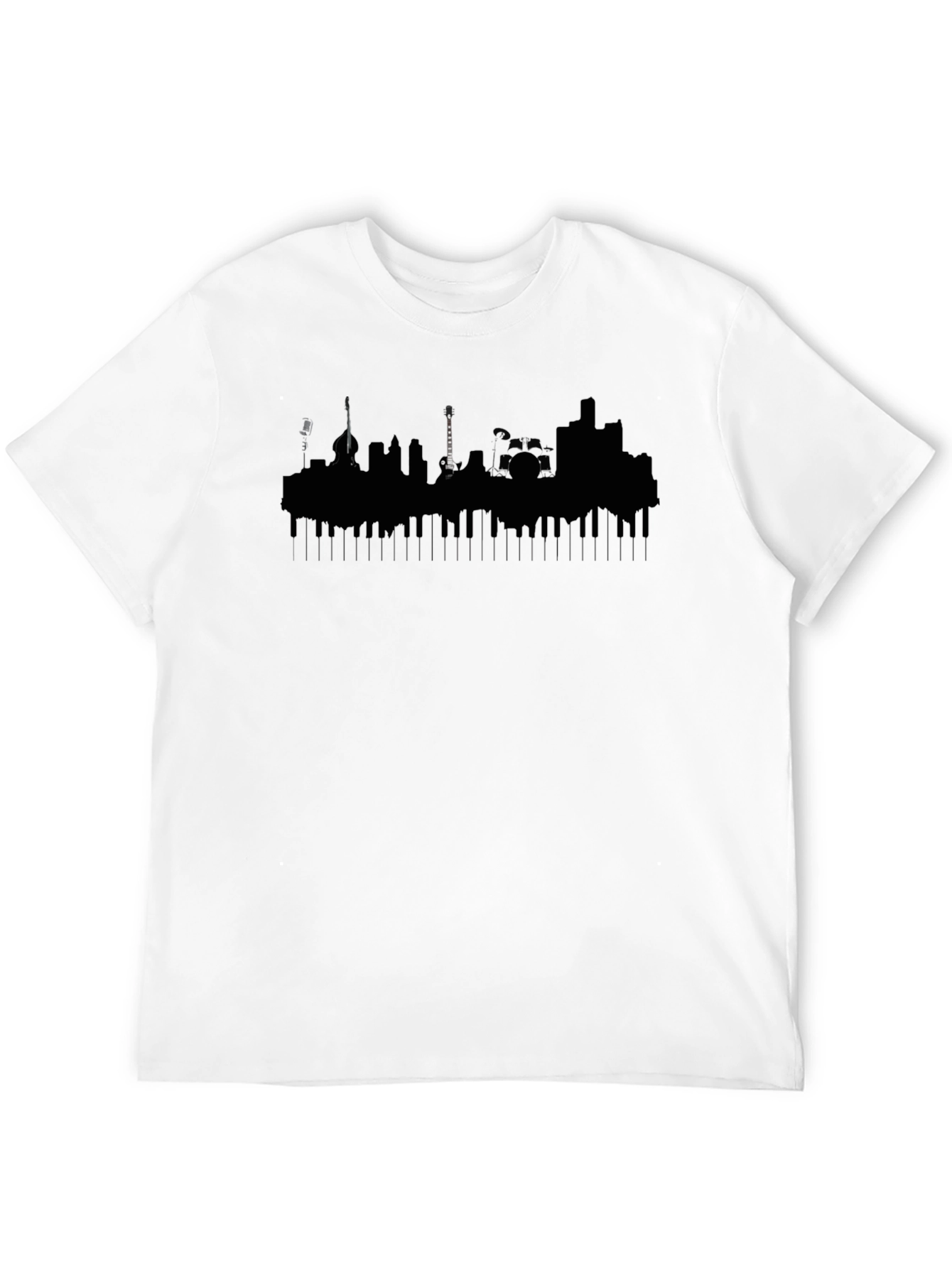 Music City Skyline Tee - Black Cotton Graphic T-Shirt