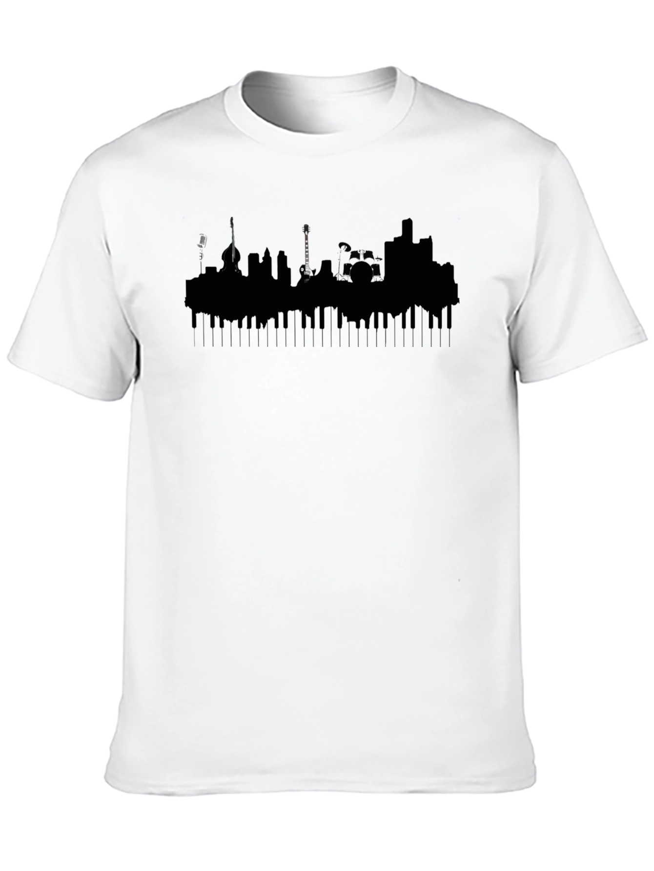 Music City Skyline Tee - Black Cotton Graphic T-Shirt