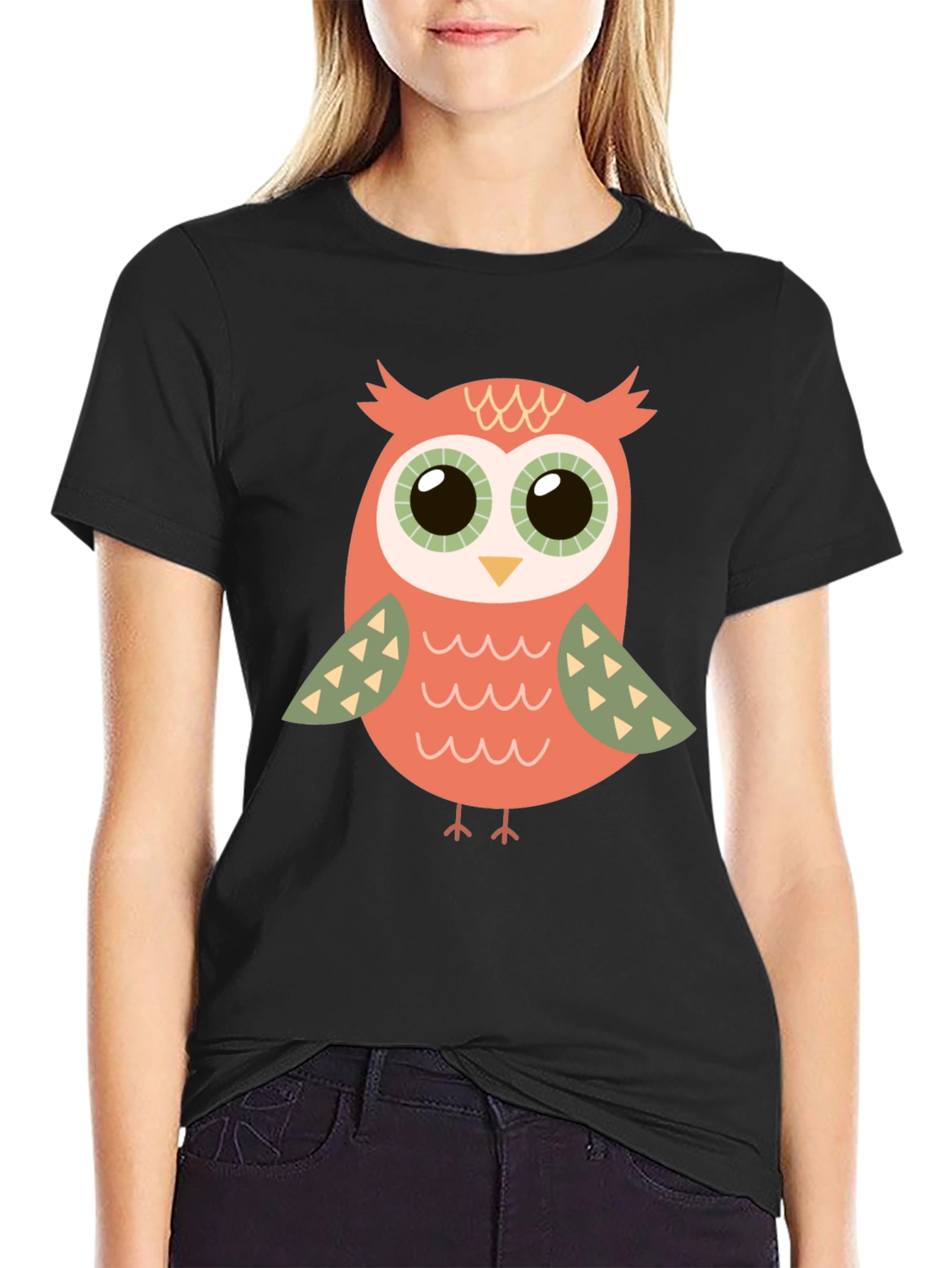 Cute Owl Graphic T-Shirt - Black Cotton Tee