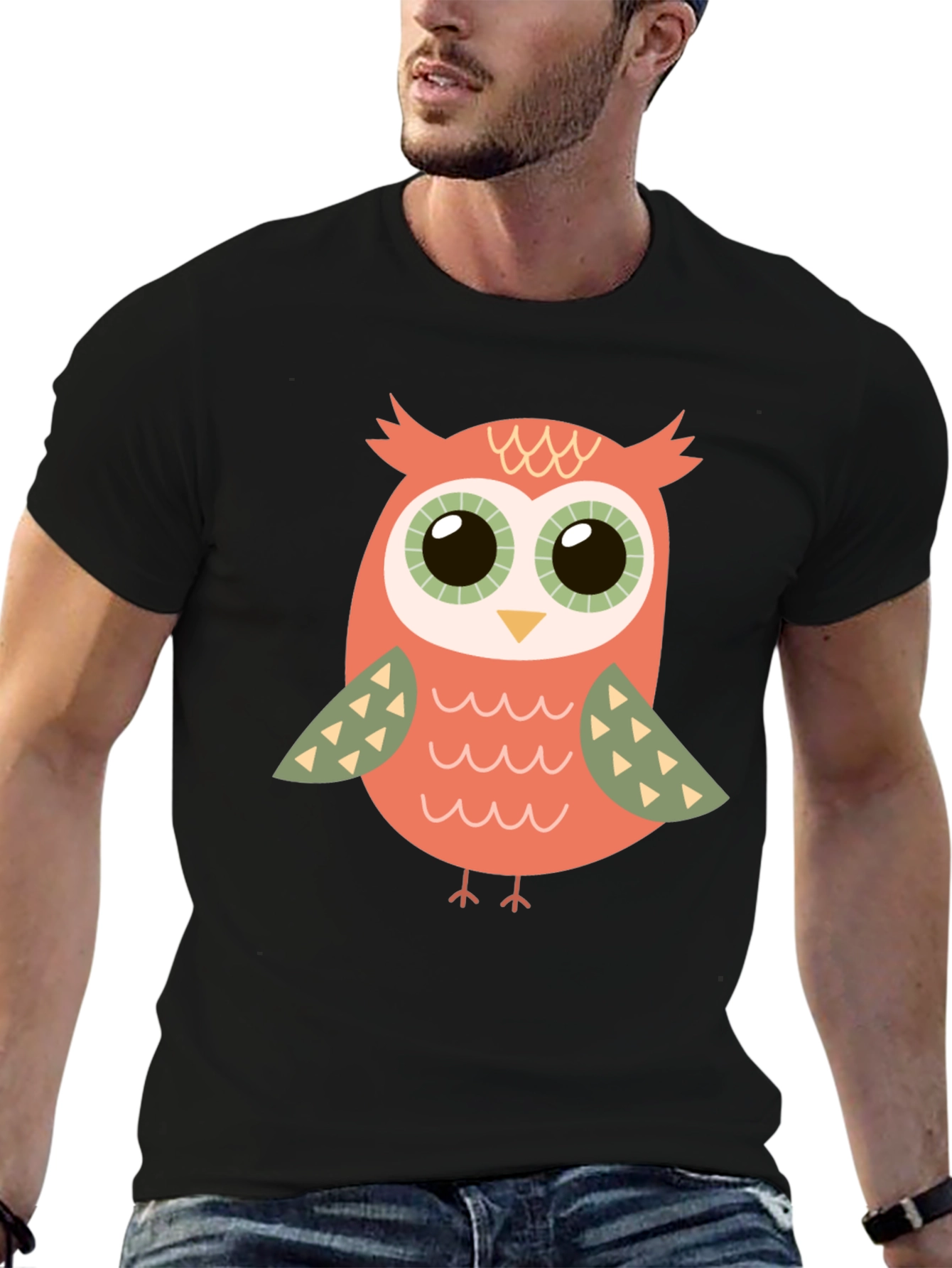 Cute Owl Graphic T-Shirt - Black Cotton Tee