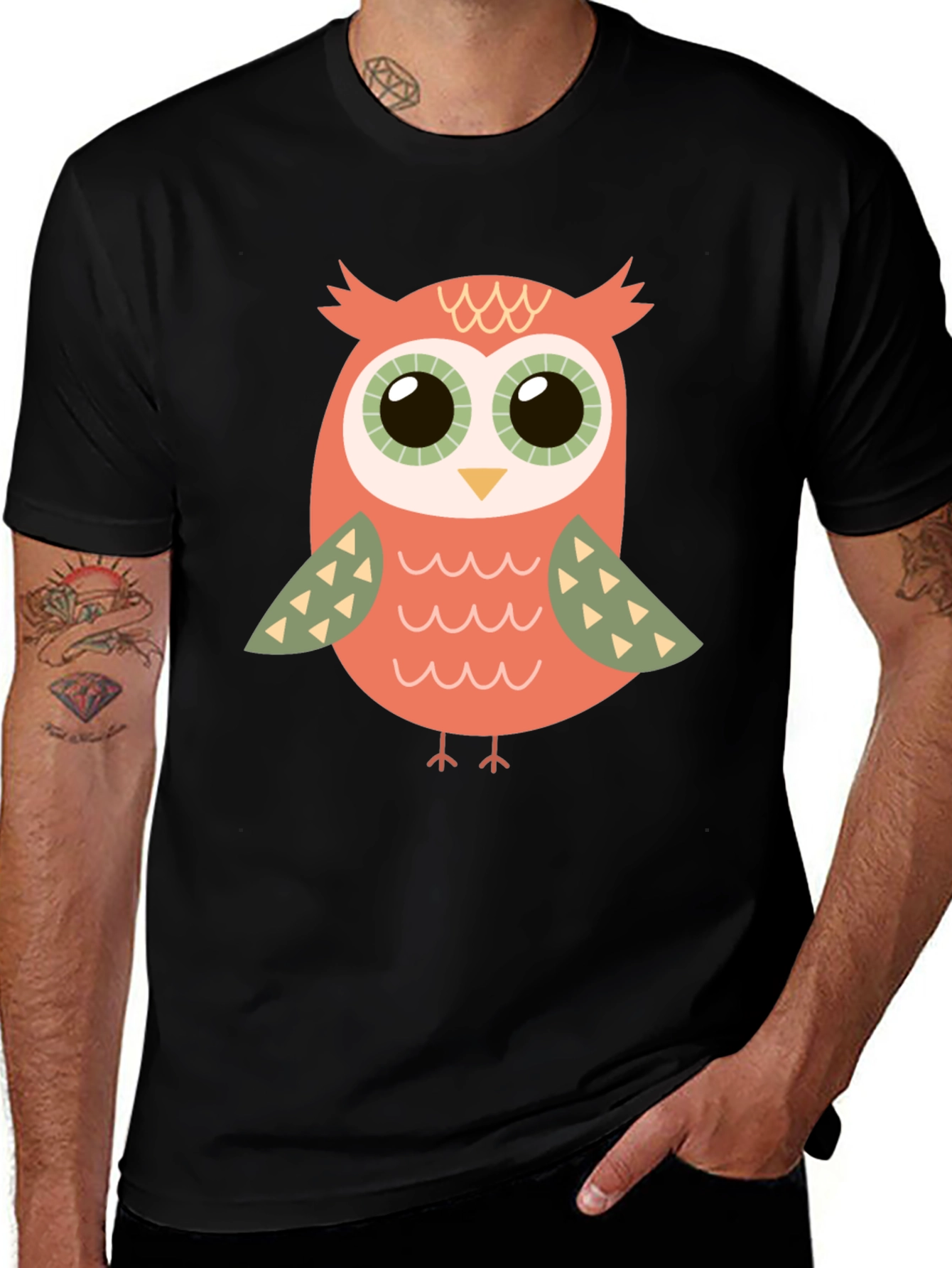 Cute Owl Graphic T-Shirt - Black Cotton Tee