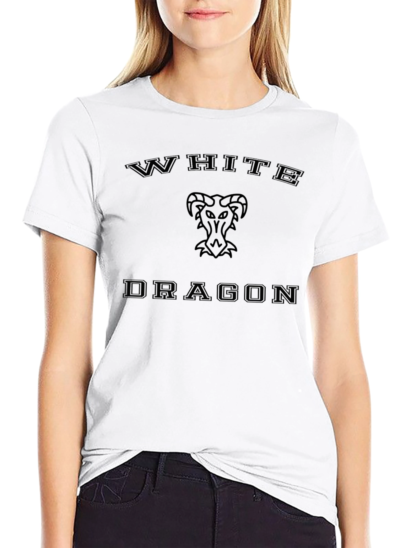 White Dragon Graphic Tee - Mens Black T-Shirt