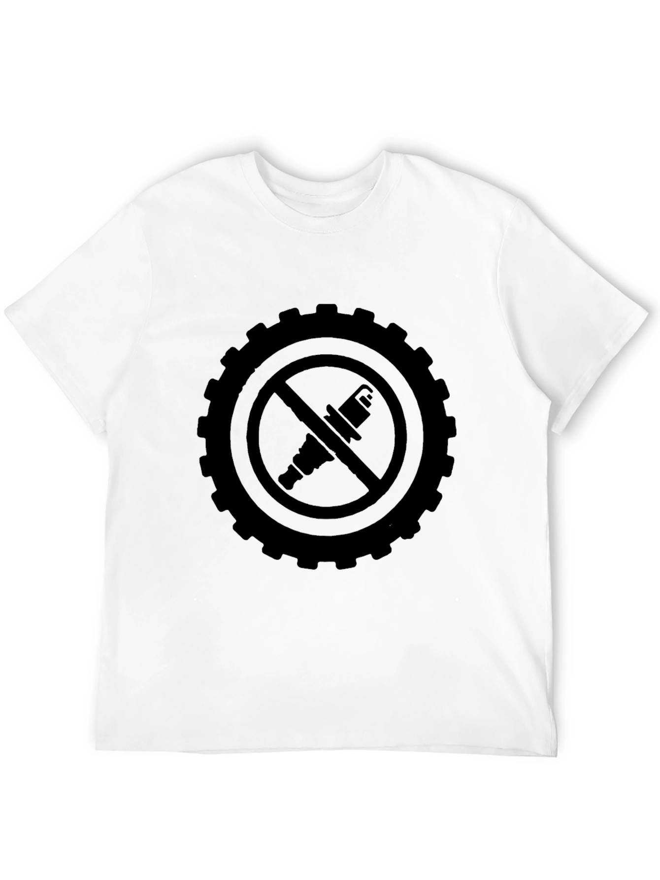 Black No Spark Plug T-Shirt - Gearhead Design