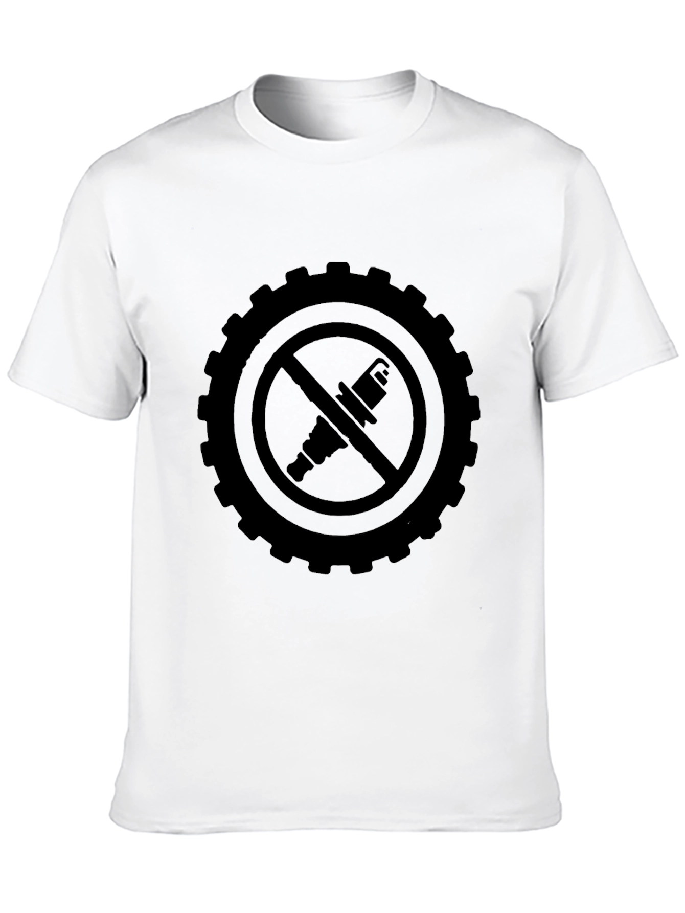 Black No Spark Plug T-Shirt - Gearhead Design