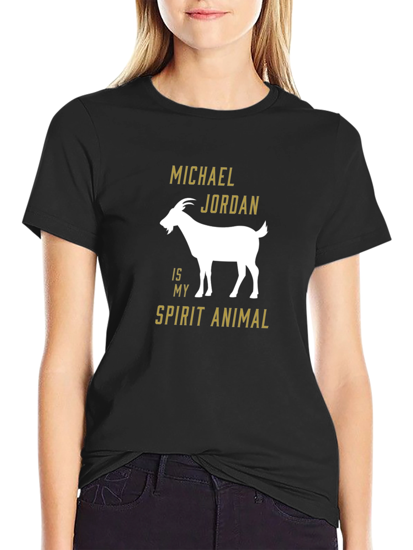 Michael Jordan GOAT Spirit Animal Black Graphic T-Shirt