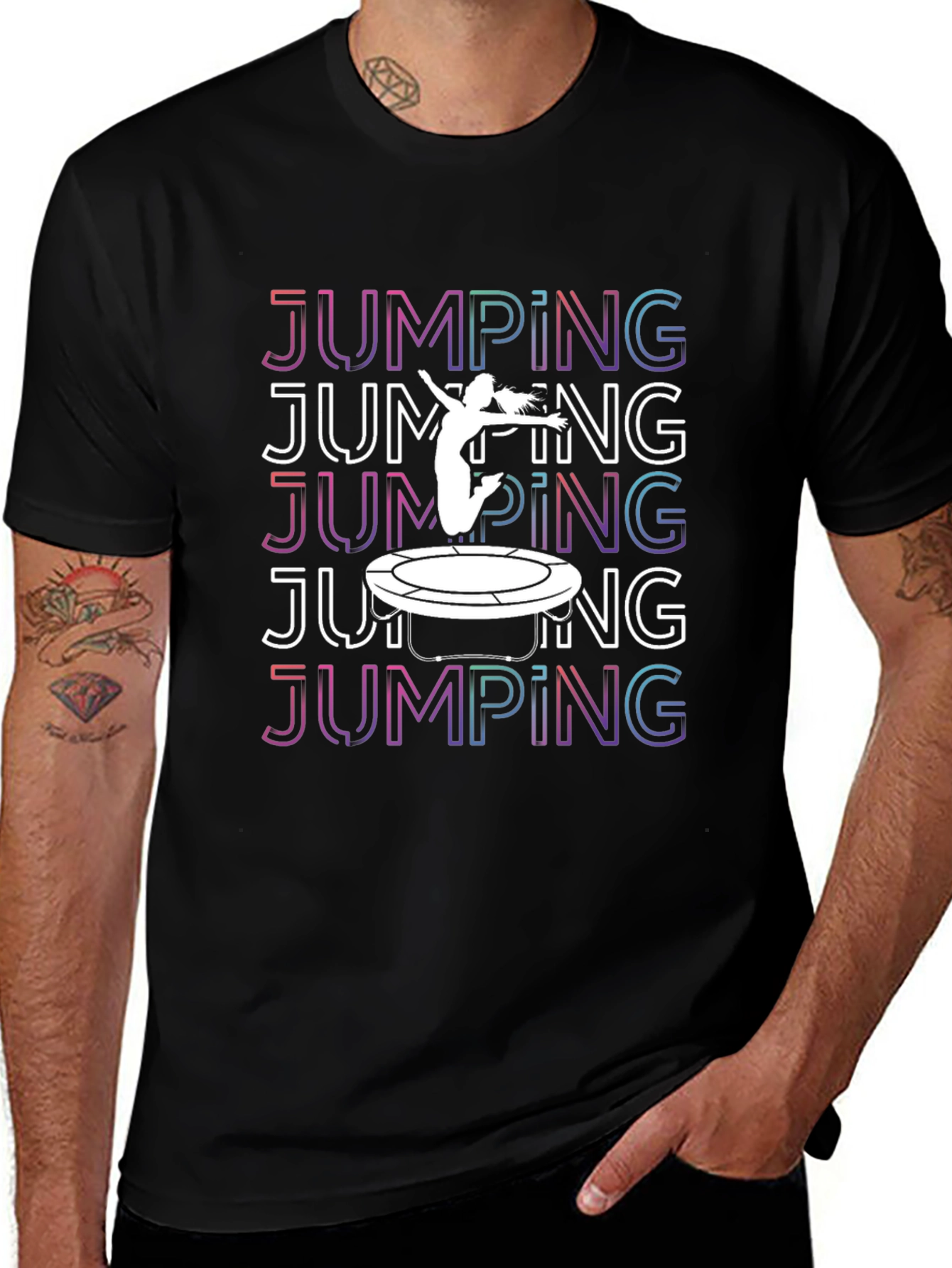 Jumping Trampoline Graphic Tee - Black T-Shirt