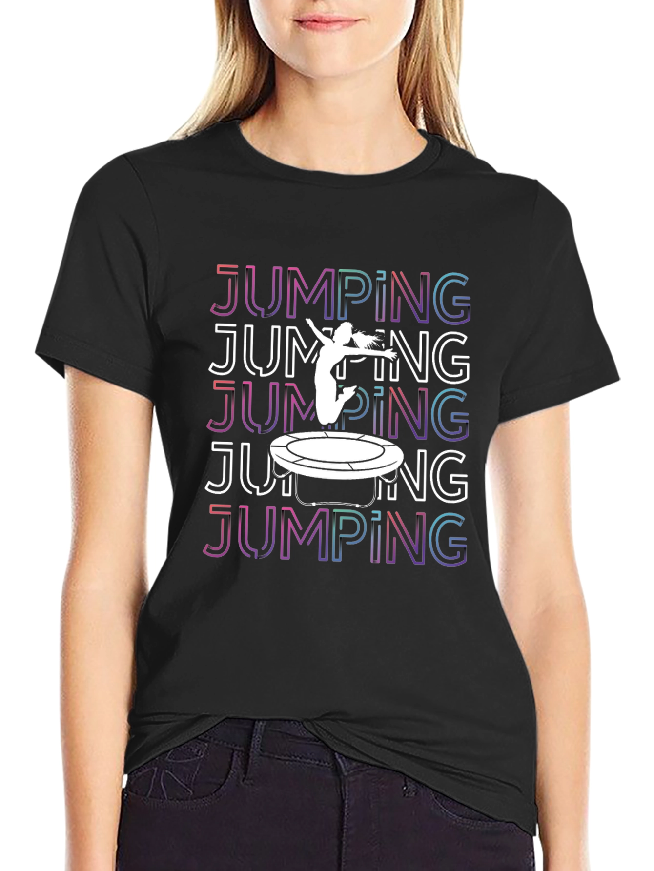 Jumping Trampoline Graphic Tee - Black T-Shirt
