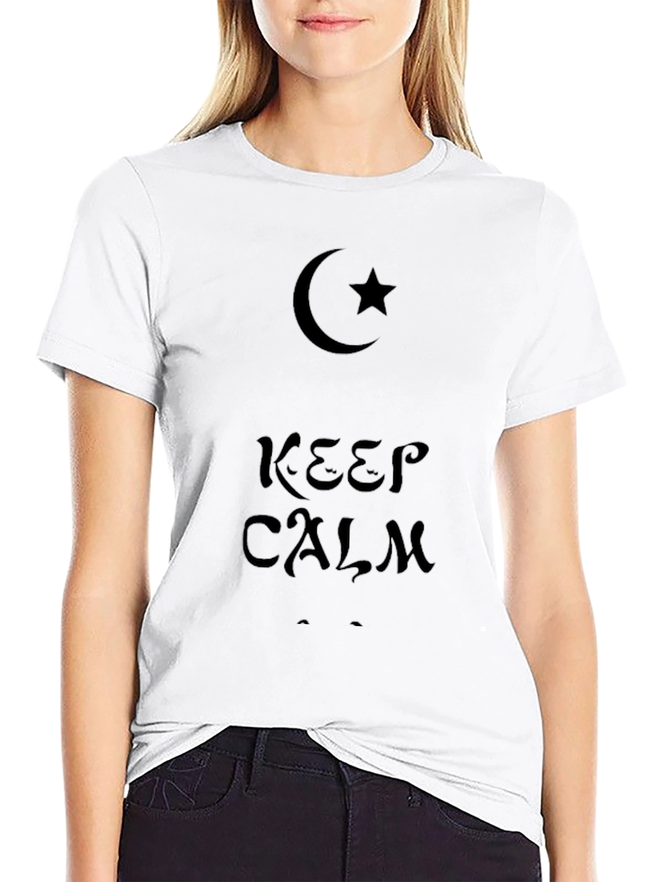Keep Calm Graphic T-Shirt - Crescent Moon Star Design