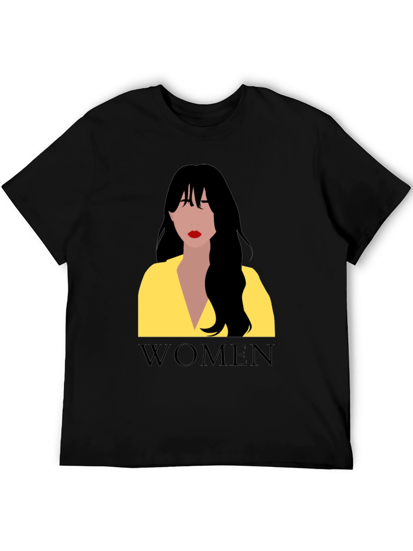 Women Graphic Tee - Black Cotton T-Shirt