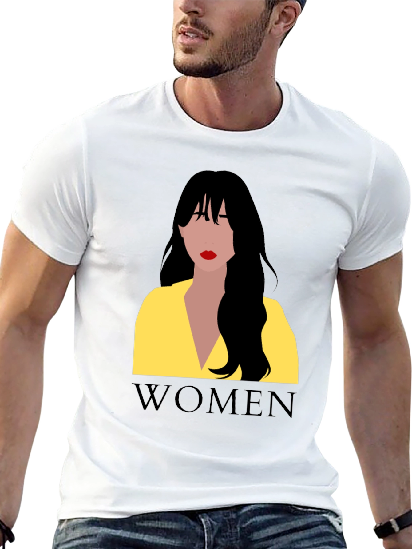 Women Graphic Tee - Black Cotton T-Shirt