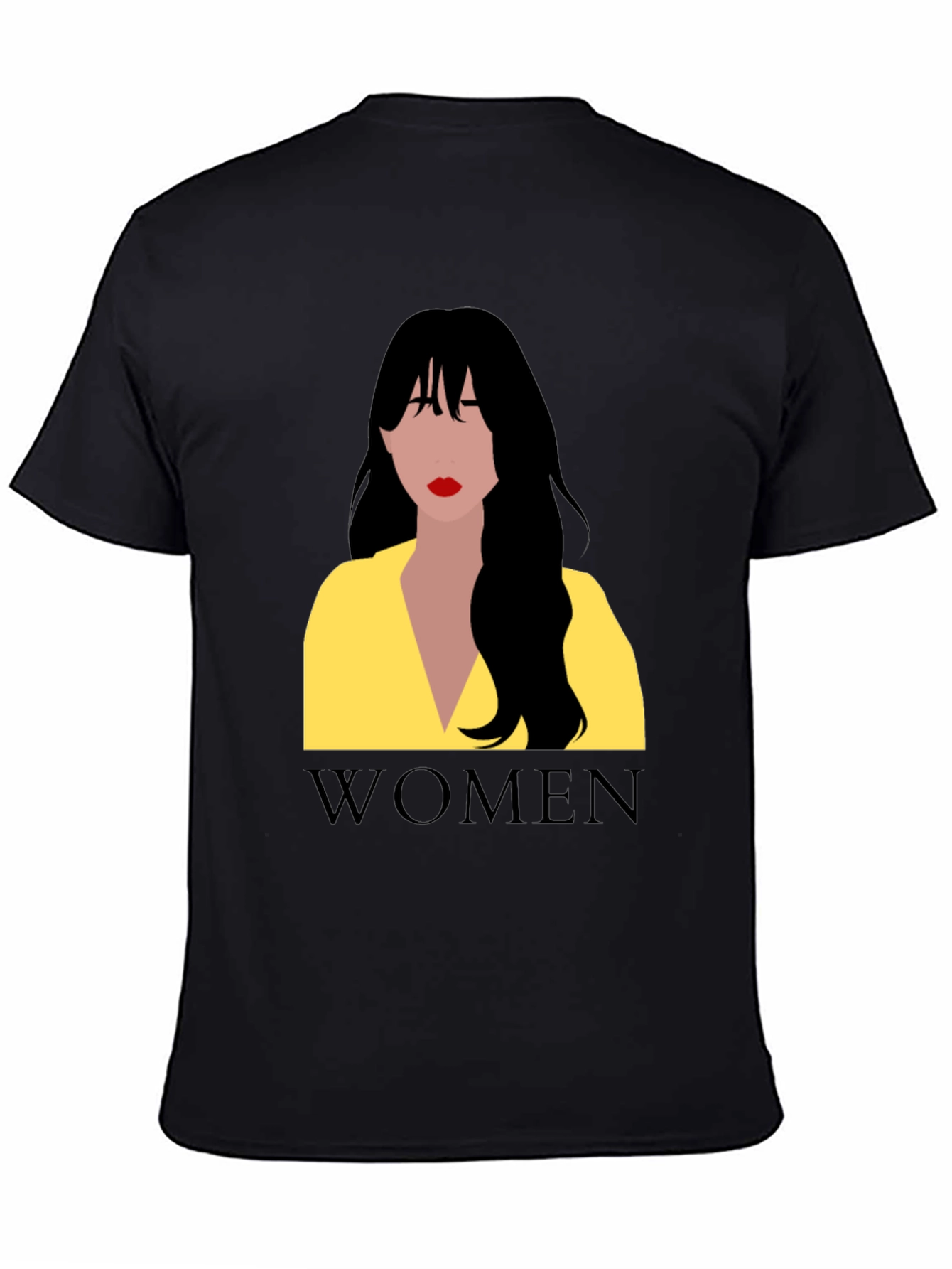 Women Graphic Tee - Black Cotton T-Shirt