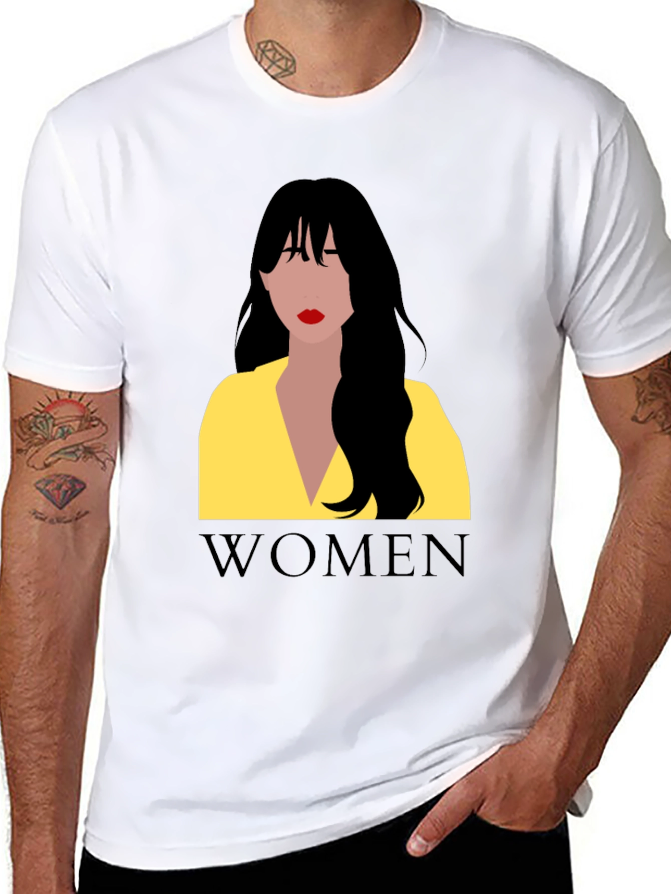 Women Graphic Tee - Black Cotton T-Shirt