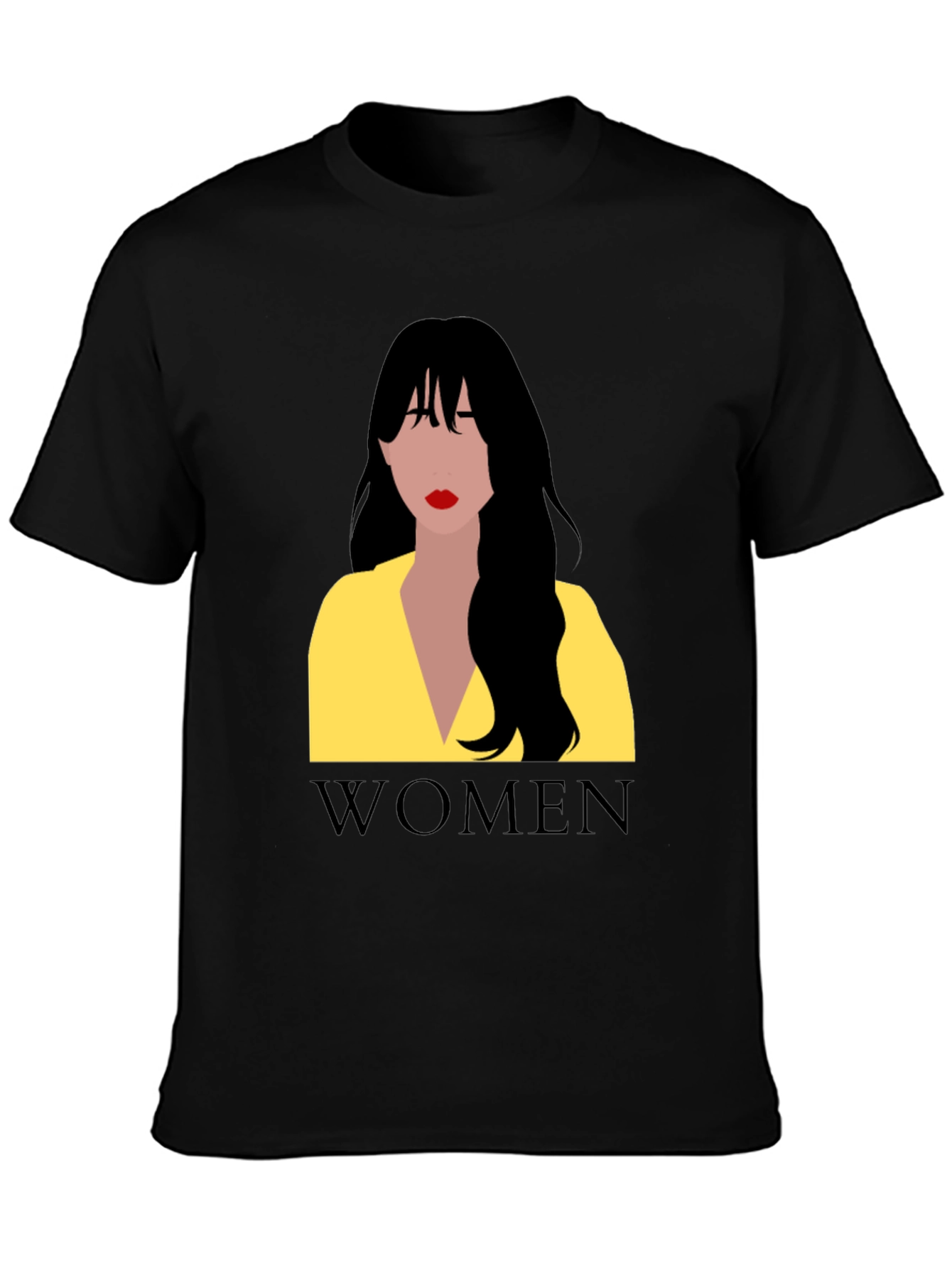 Women Graphic Tee - Black Cotton T-Shirt