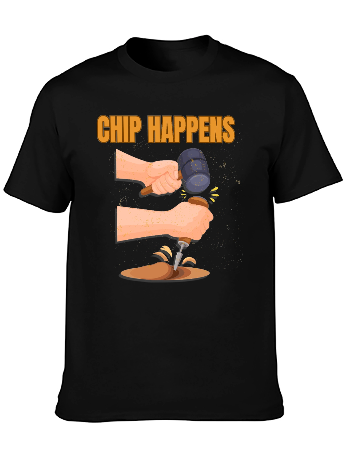 Chip Happens Graphic Tee - Humorous Carpentry Shirt