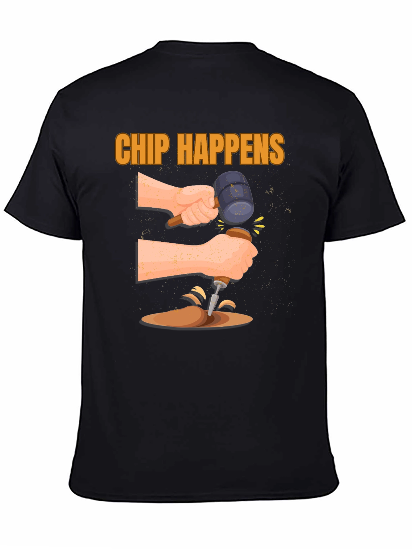 Chip Happens Graphic Tee - Humorous Carpentry Shirt