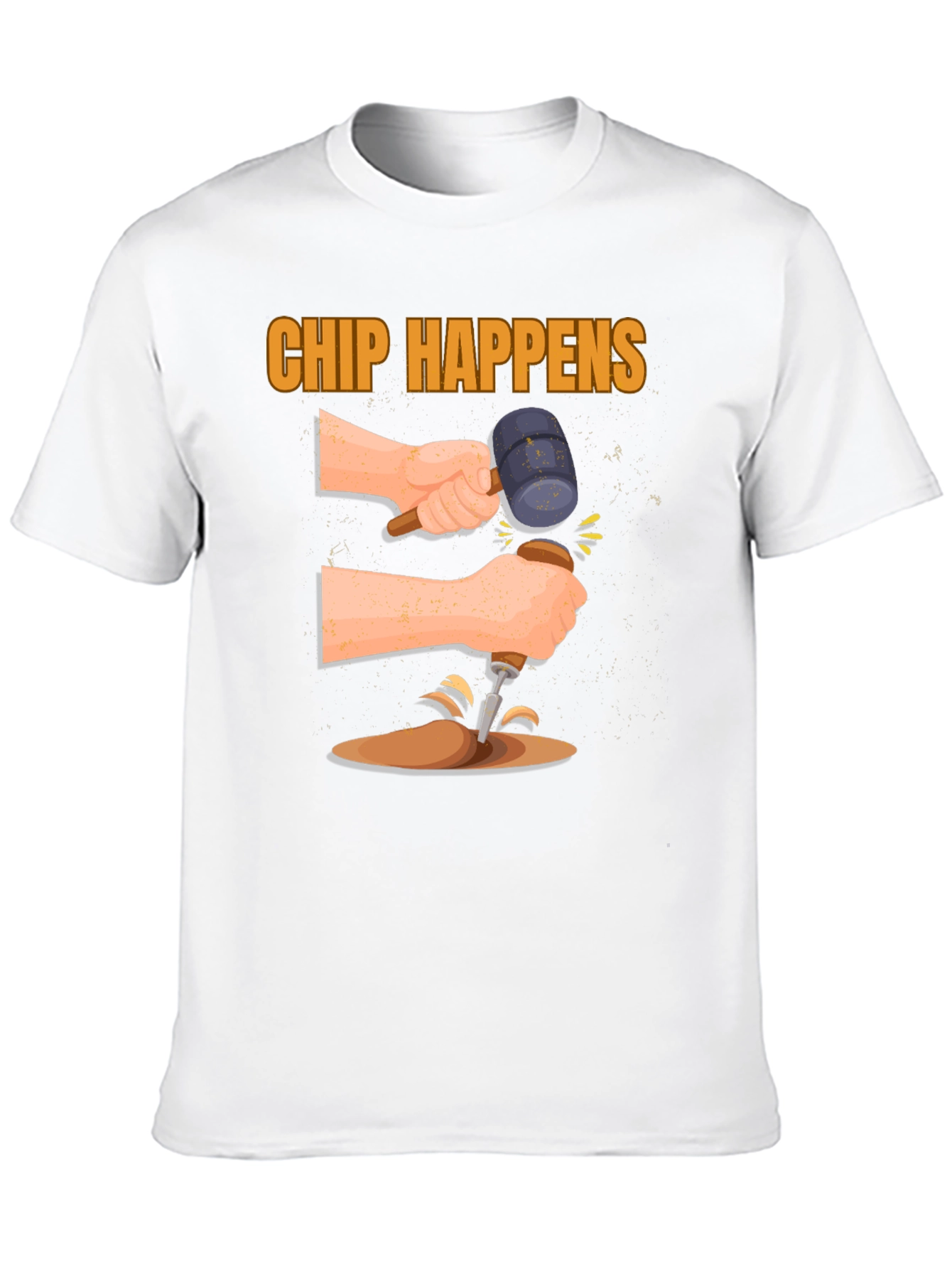 Chip Happens Graphic Tee - Humorous Carpentry Shirt