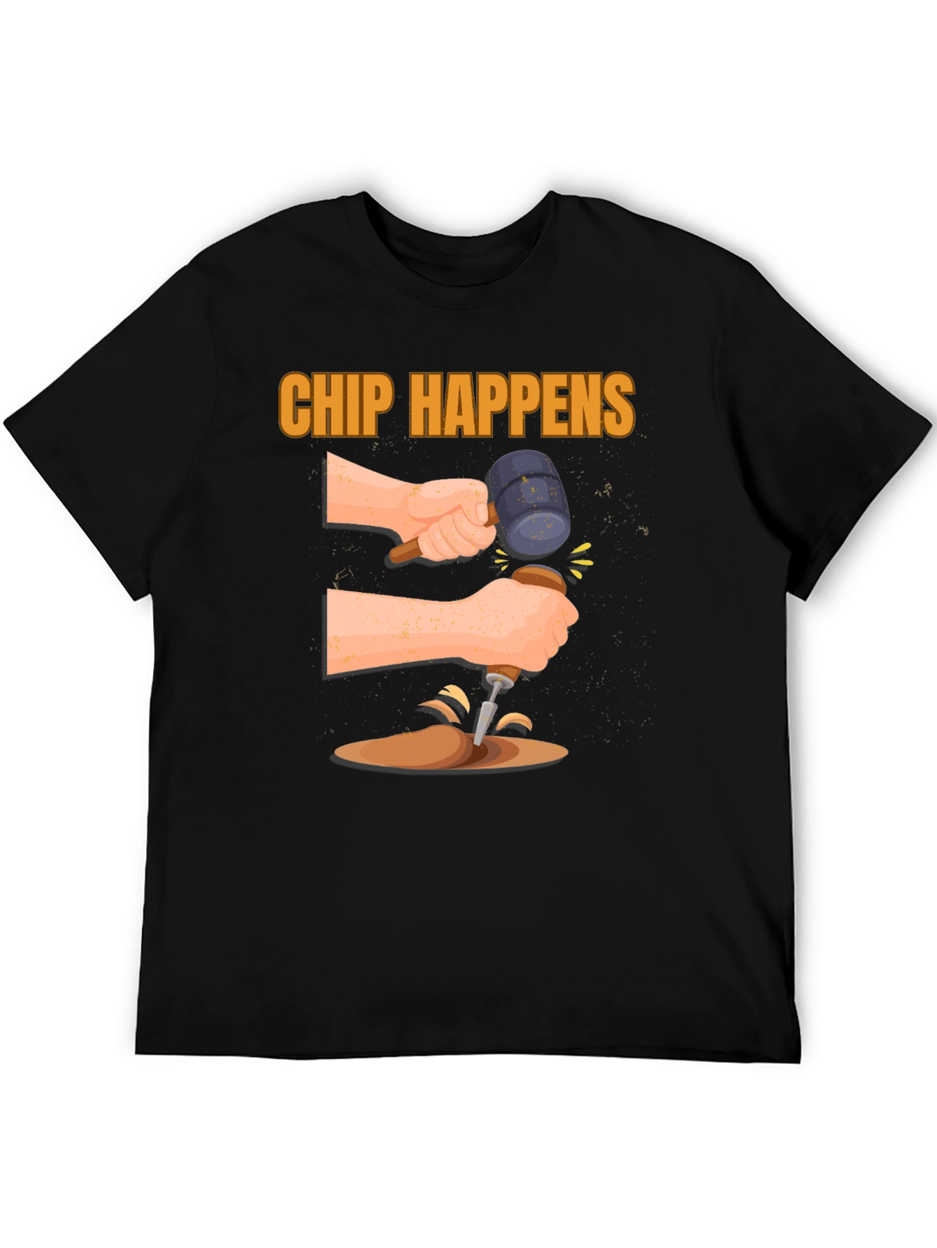 Chip Happens Graphic Tee - Humorous Carpentry Shirt