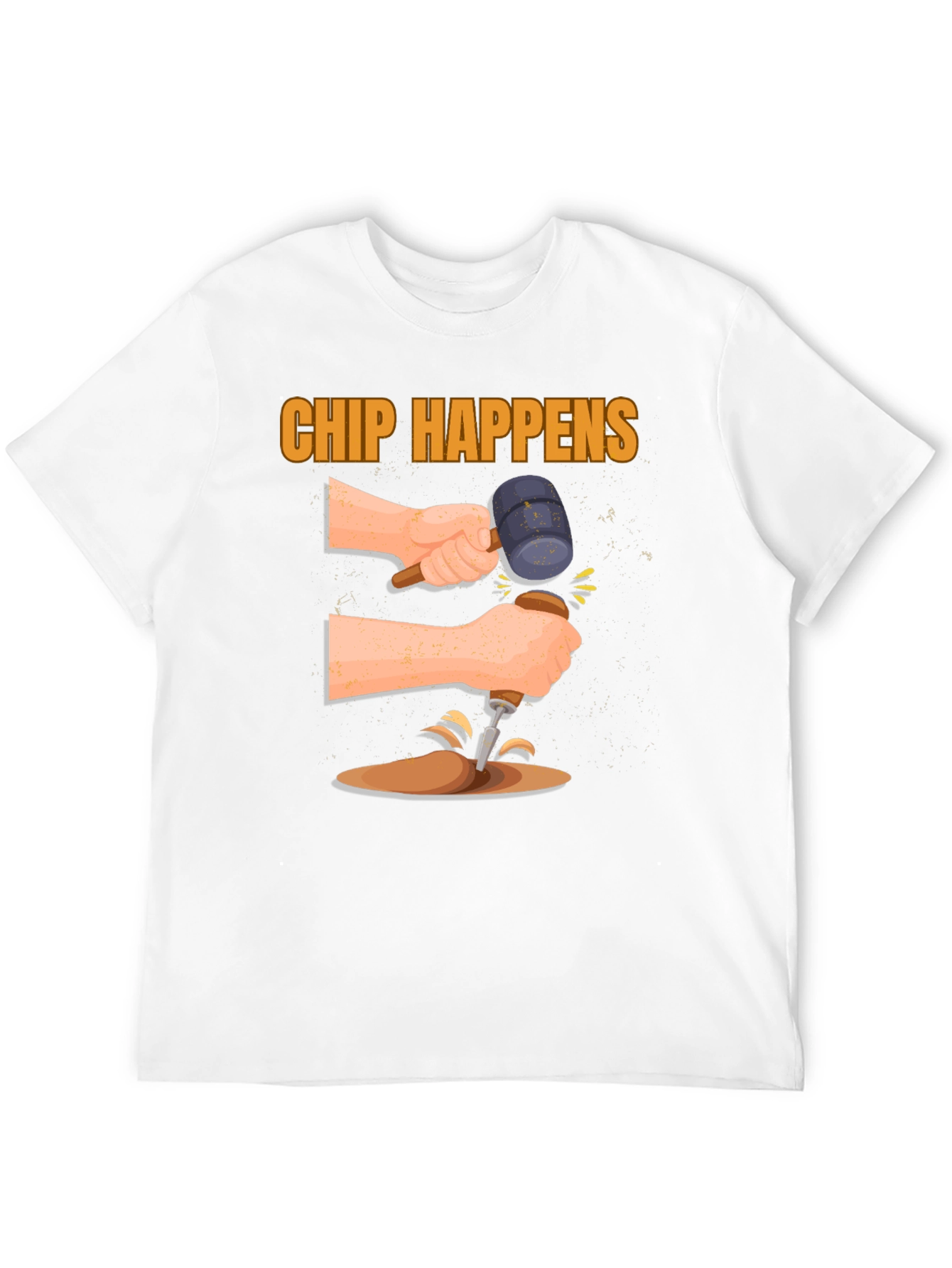 Chip Happens Graphic Tee - Humorous Carpentry Shirt