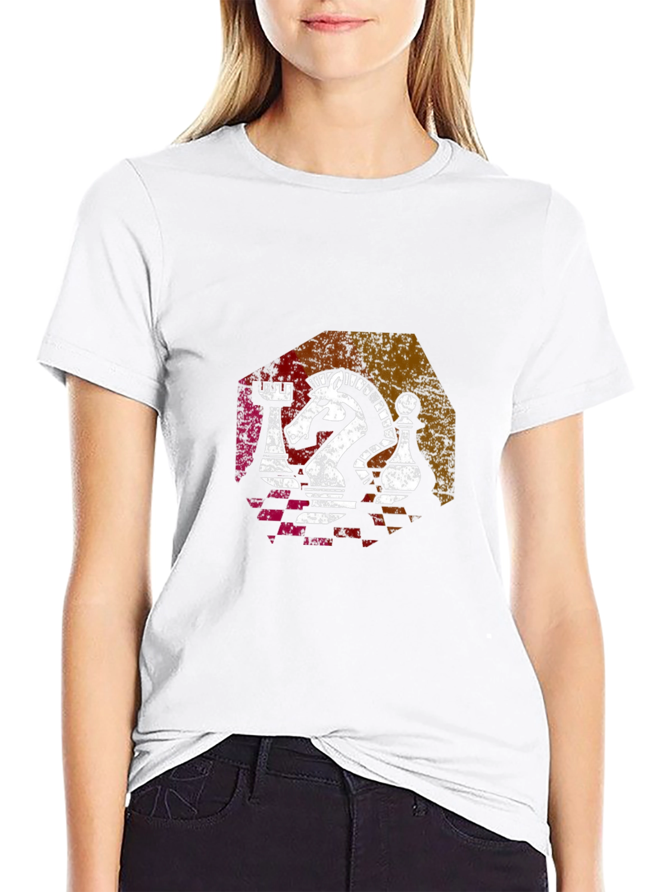 Chess Piece Graphic Tee - Knight Rook Pawn Design