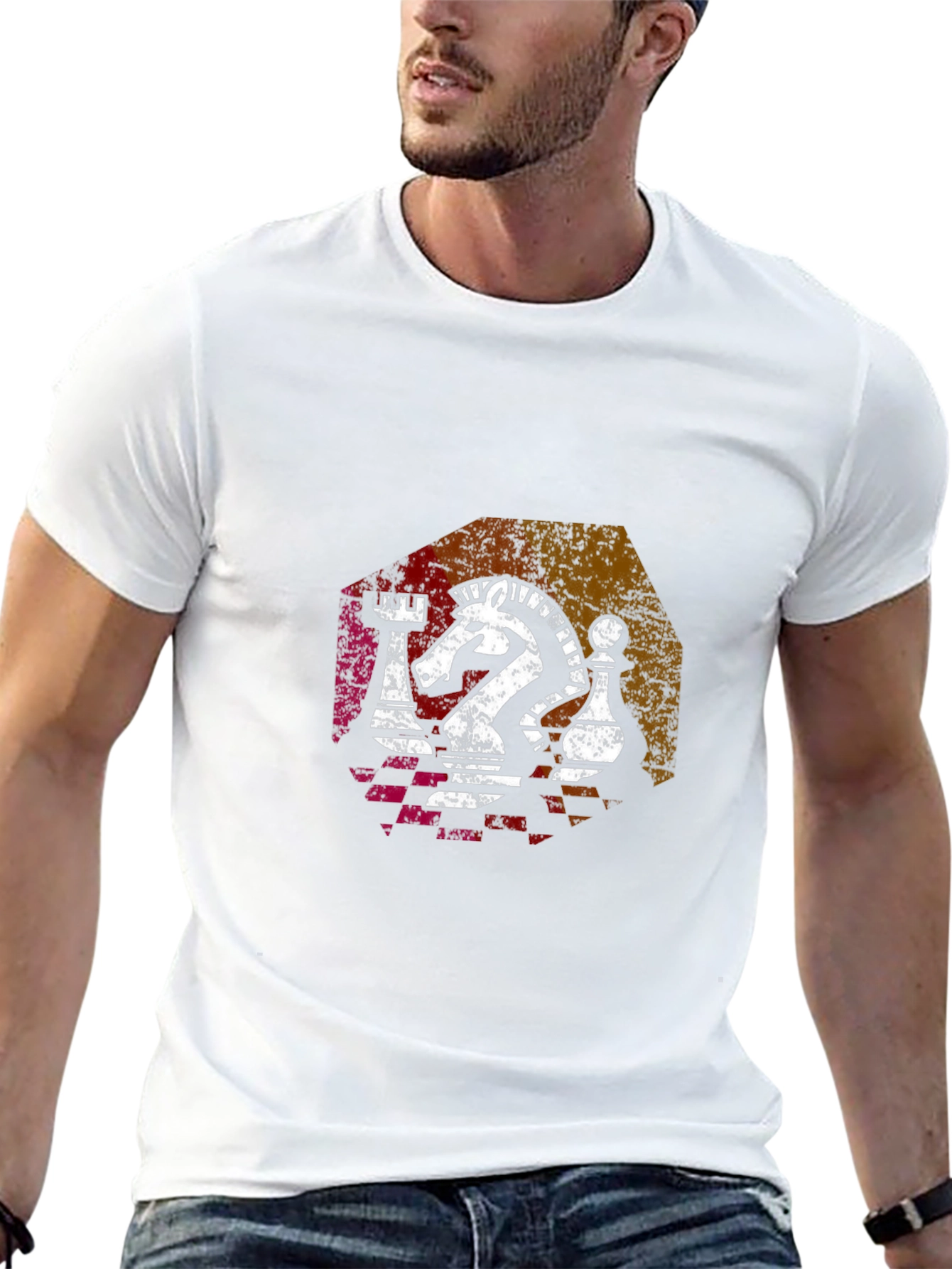 Chess Piece Graphic Tee - Knight Rook Pawn Design