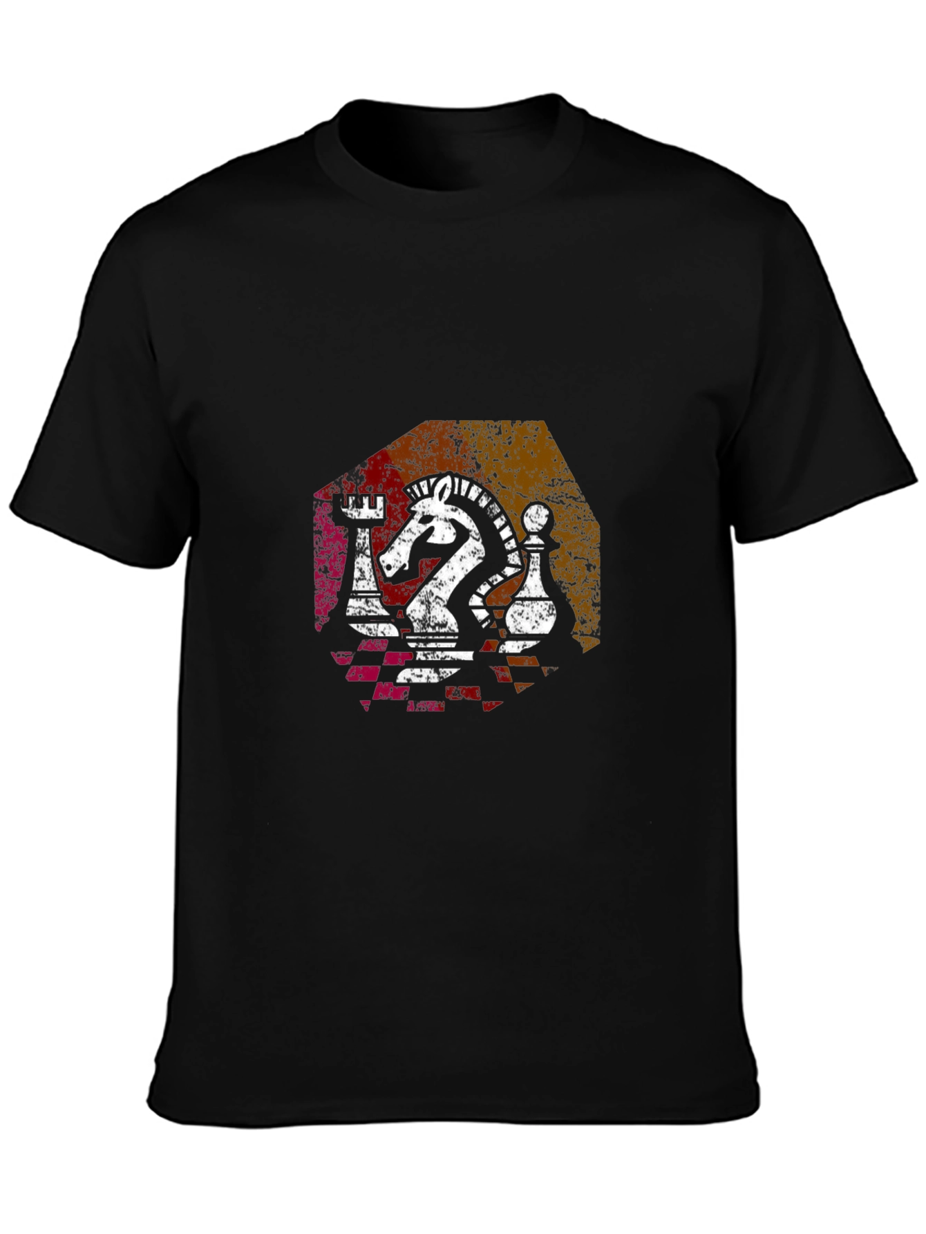 Chess Piece Graphic Tee - Knight Rook Pawn Design