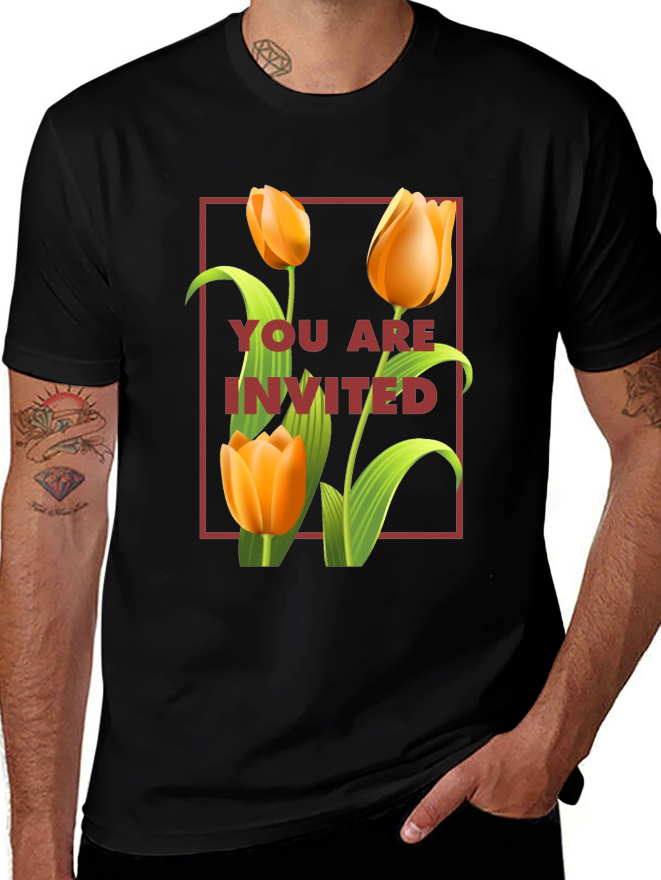 Floral Invitation Graphic Tee - Trendy Unisex Shirt