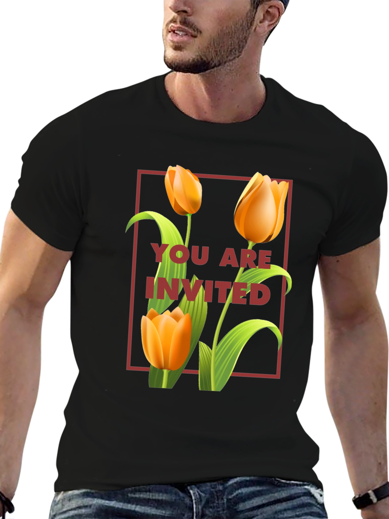 Floral Invitation Graphic Tee - Trendy Unisex Shirt