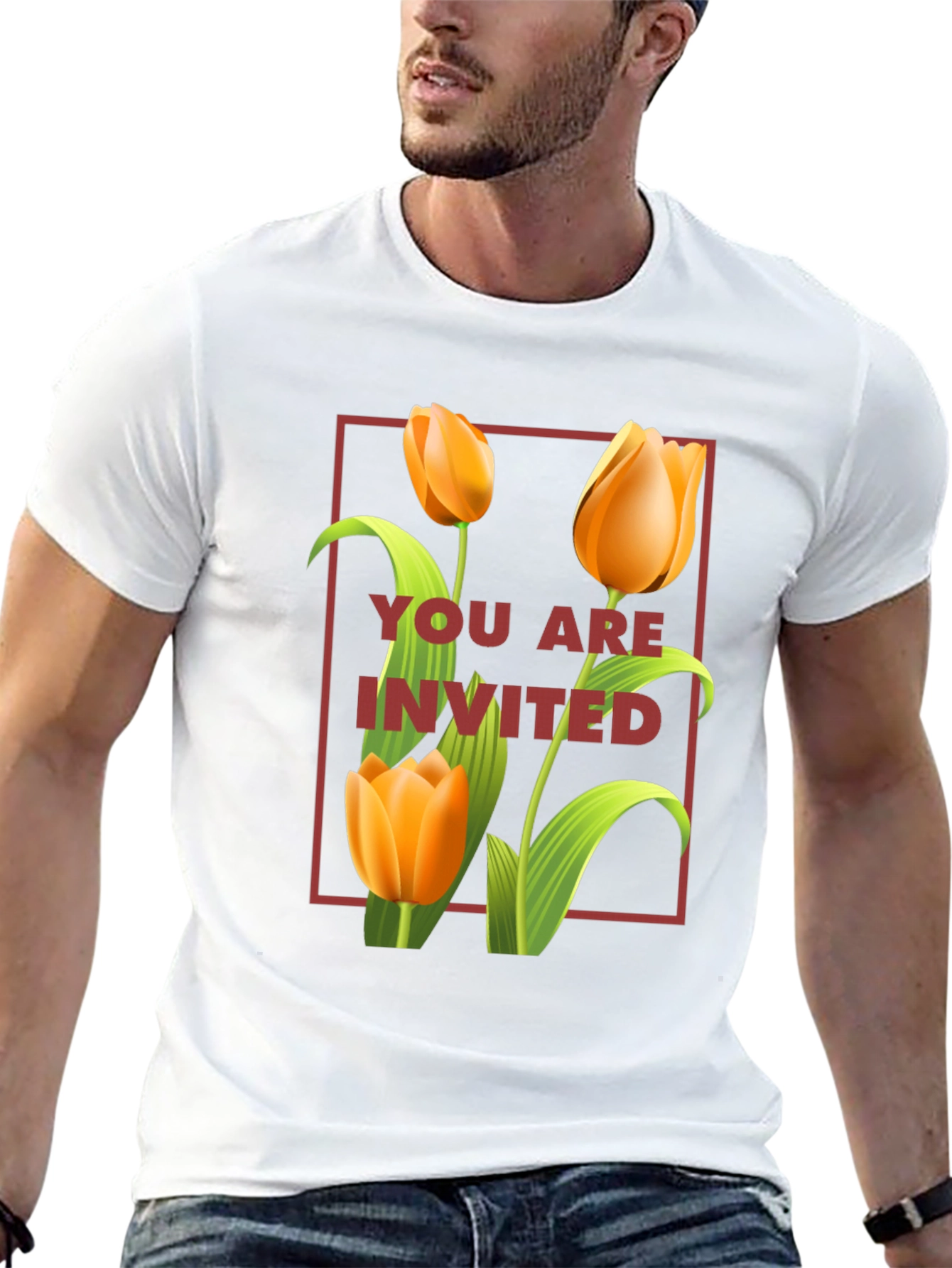 Floral Invitation Graphic Tee - Trendy Unisex Shirt