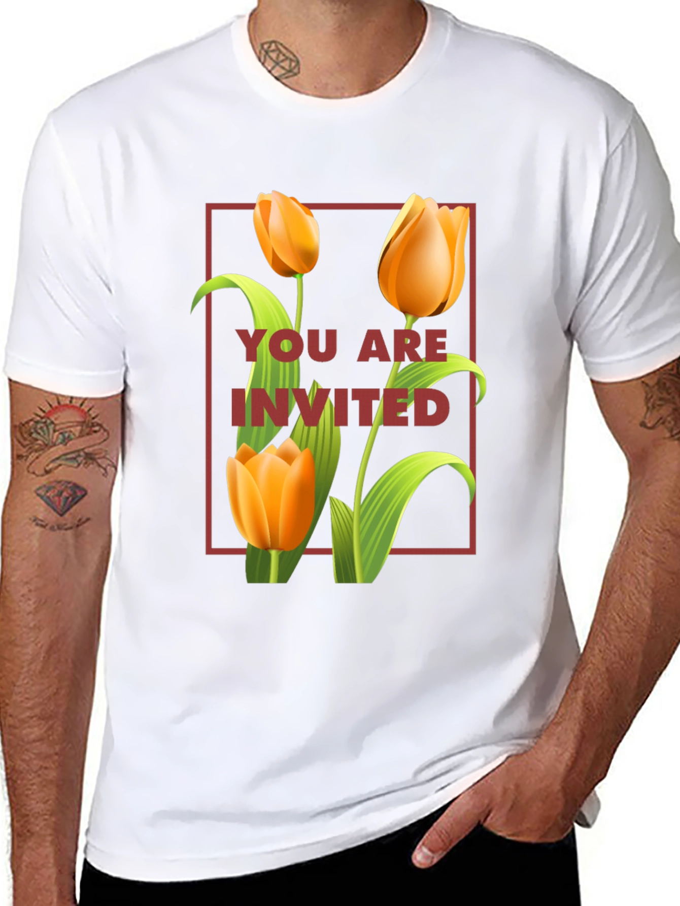 Floral Invitation Graphic Tee - Trendy Unisex Shirt