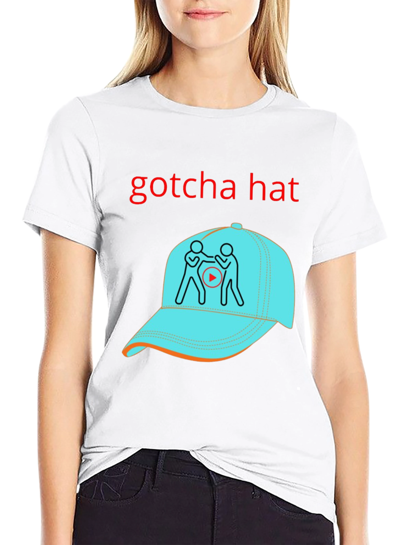Gotcha Hat Graphic T-Shirt - Black Cotton Tee